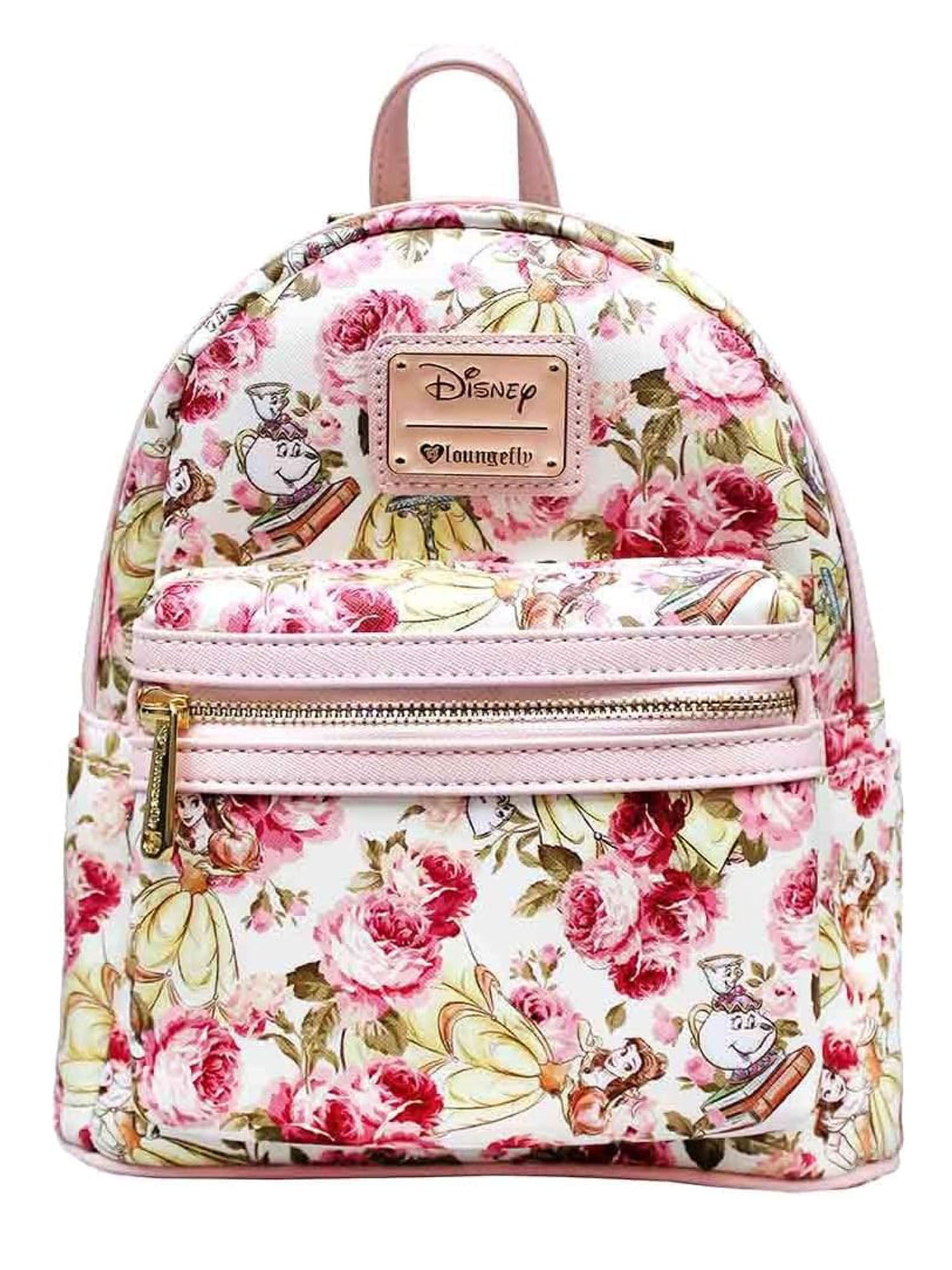beast loungefly mini backpack Loungefly x Disney Beauty and the Beast Belle Floral Print Mini Backpa – Open and Clothing