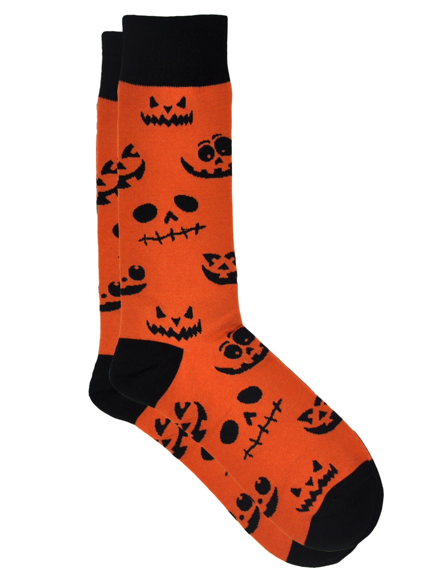 Men's Halloween Socks Jack O'Lanterns & Bats Ghosts 2-Pairs Size 10-13