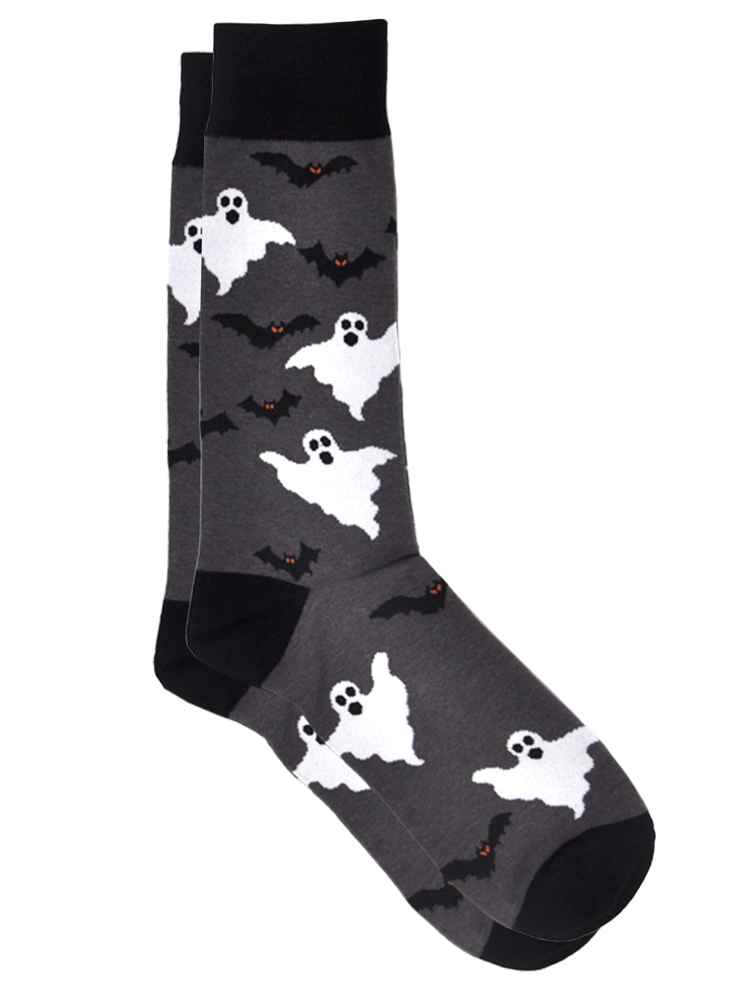 Men's Halloween Socks Jack O'Lanterns & Bats Ghosts 2-Pairs Size 10-13