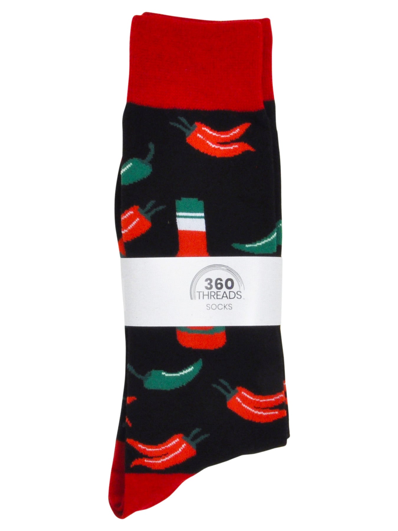 Men's Novelty Socks Golf Clubs Cart & Chili Peppers Hot Sauce