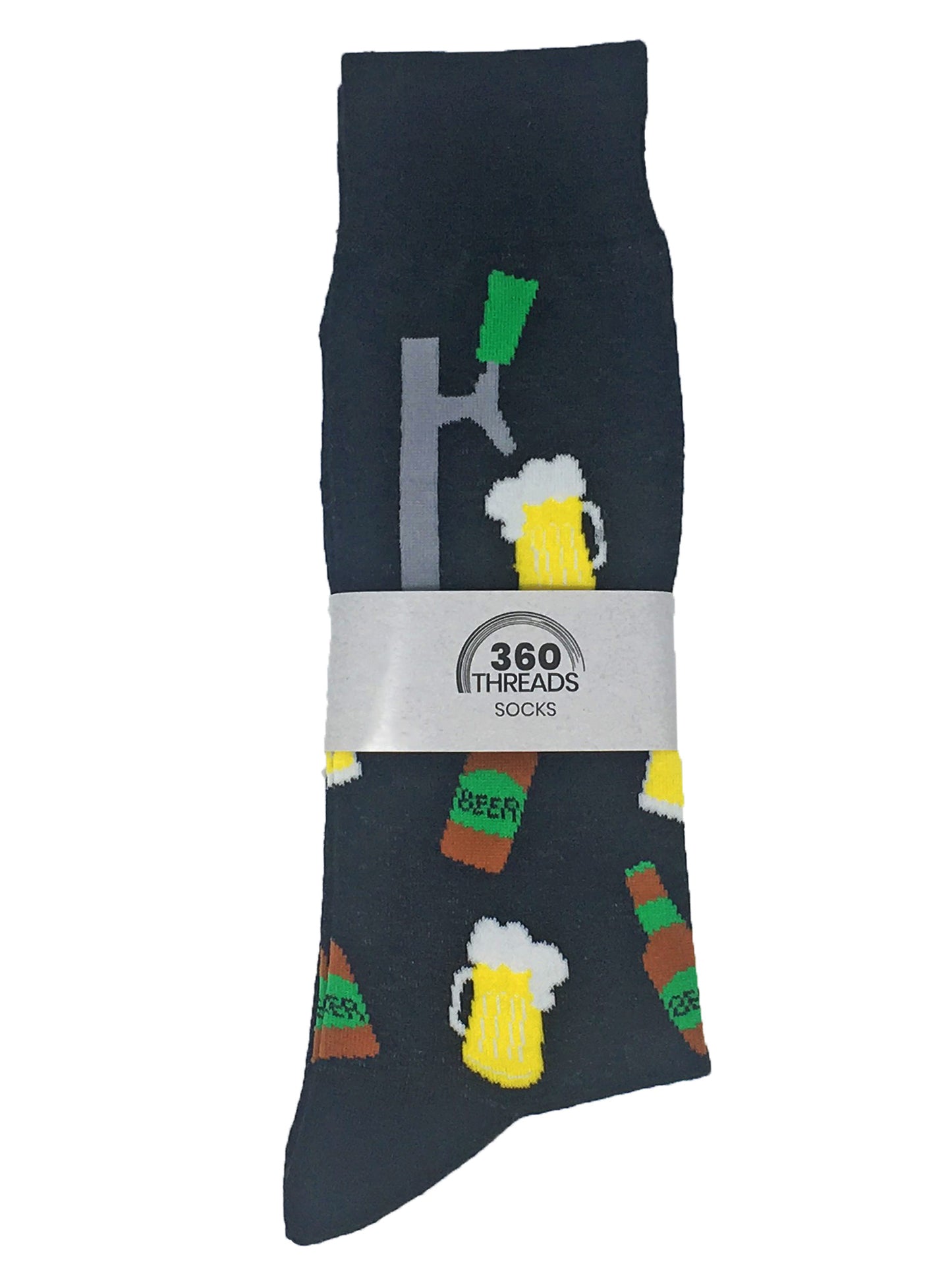 Men's St Patricks Day Irish Luck and Beer Tap w/ Mugs Socks 2-Pairs Black Gray
