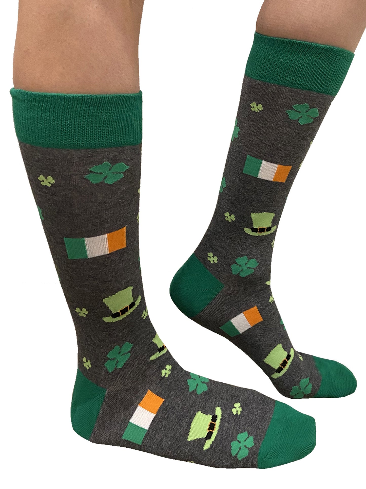 Men's St Patricks Day Irish Luck and Beer Tap w/ Mugs Socks 2-Pairs Black Gray