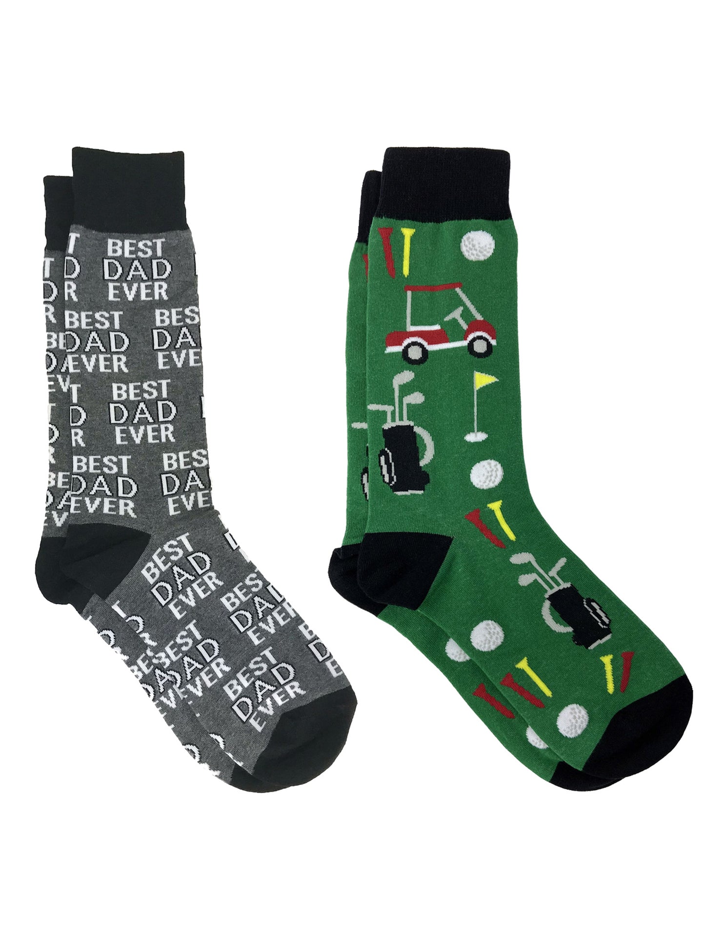 Men's Best Dad Ever & Sports Golf Father's Day Socks Size 10-13 2 Pack Gift Set