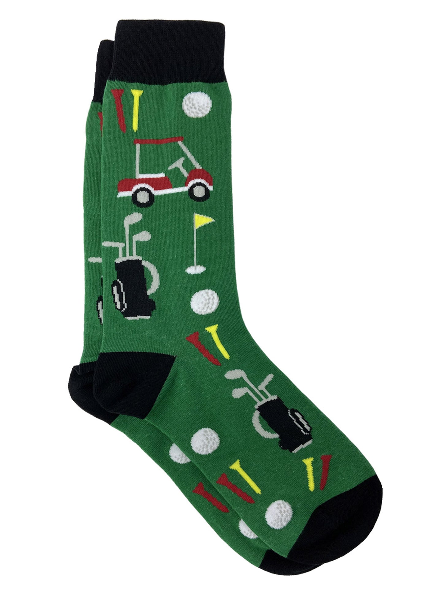 Men's Novelty Socks Golf Clubs Cart & Chili Peppers Hot Sauce