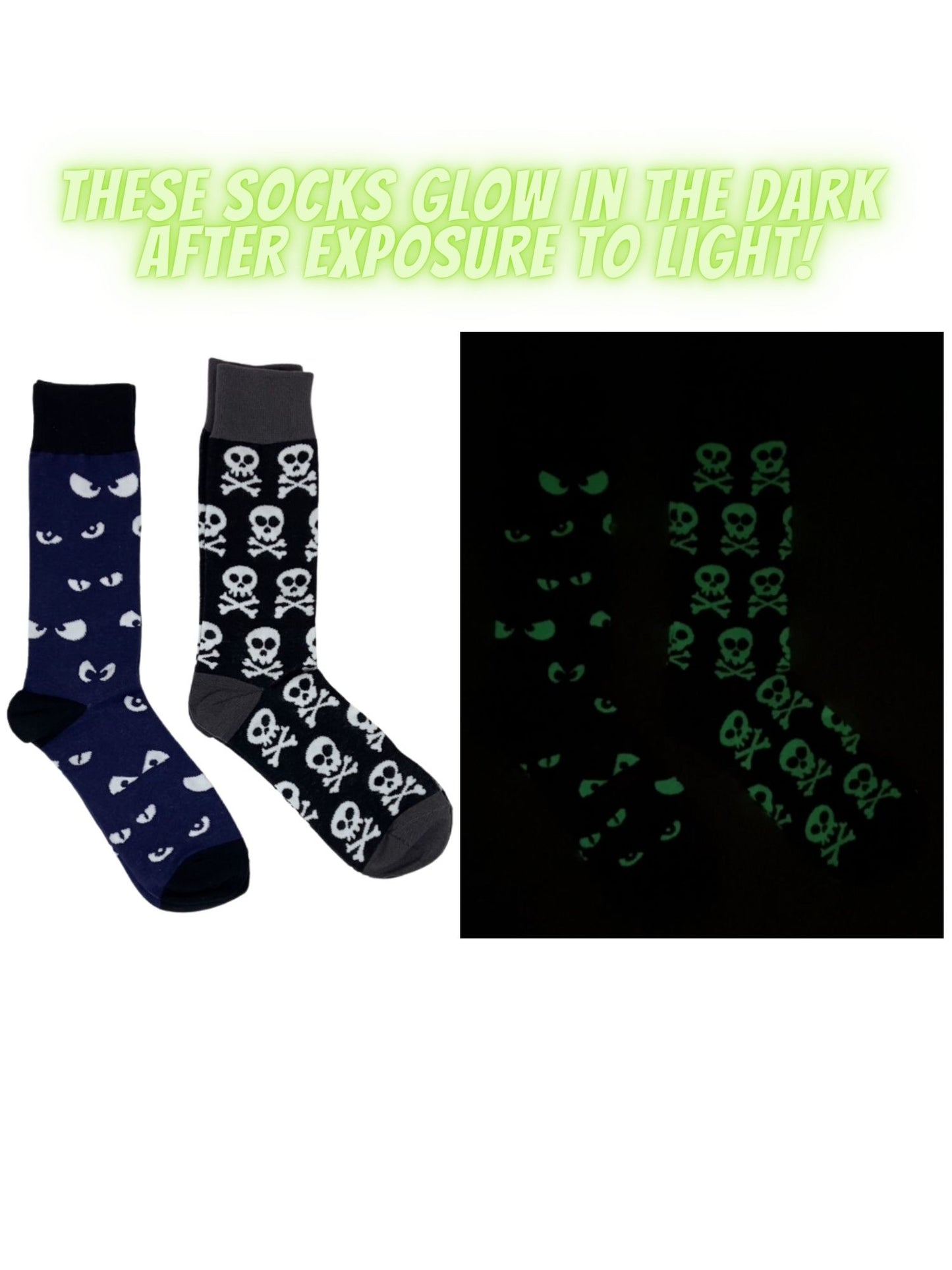 Men's Halloween Socks Jack O' Lanterns Bats Spooky Eyes Skulls 4-Pair Set