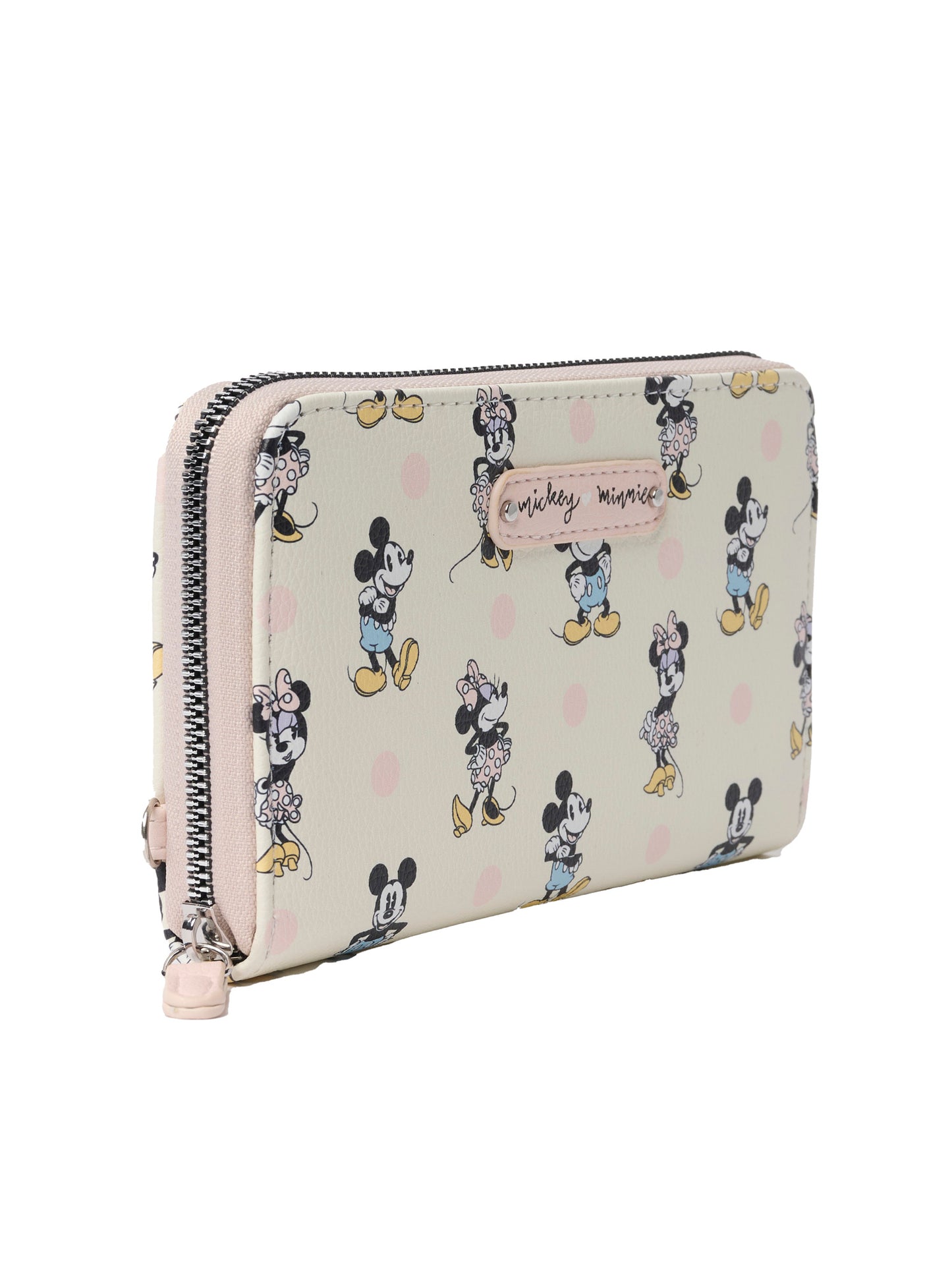 Disney Women's Mickey Minnie Mouse Zip Wallet All-Over Print Pastel Wristlet
