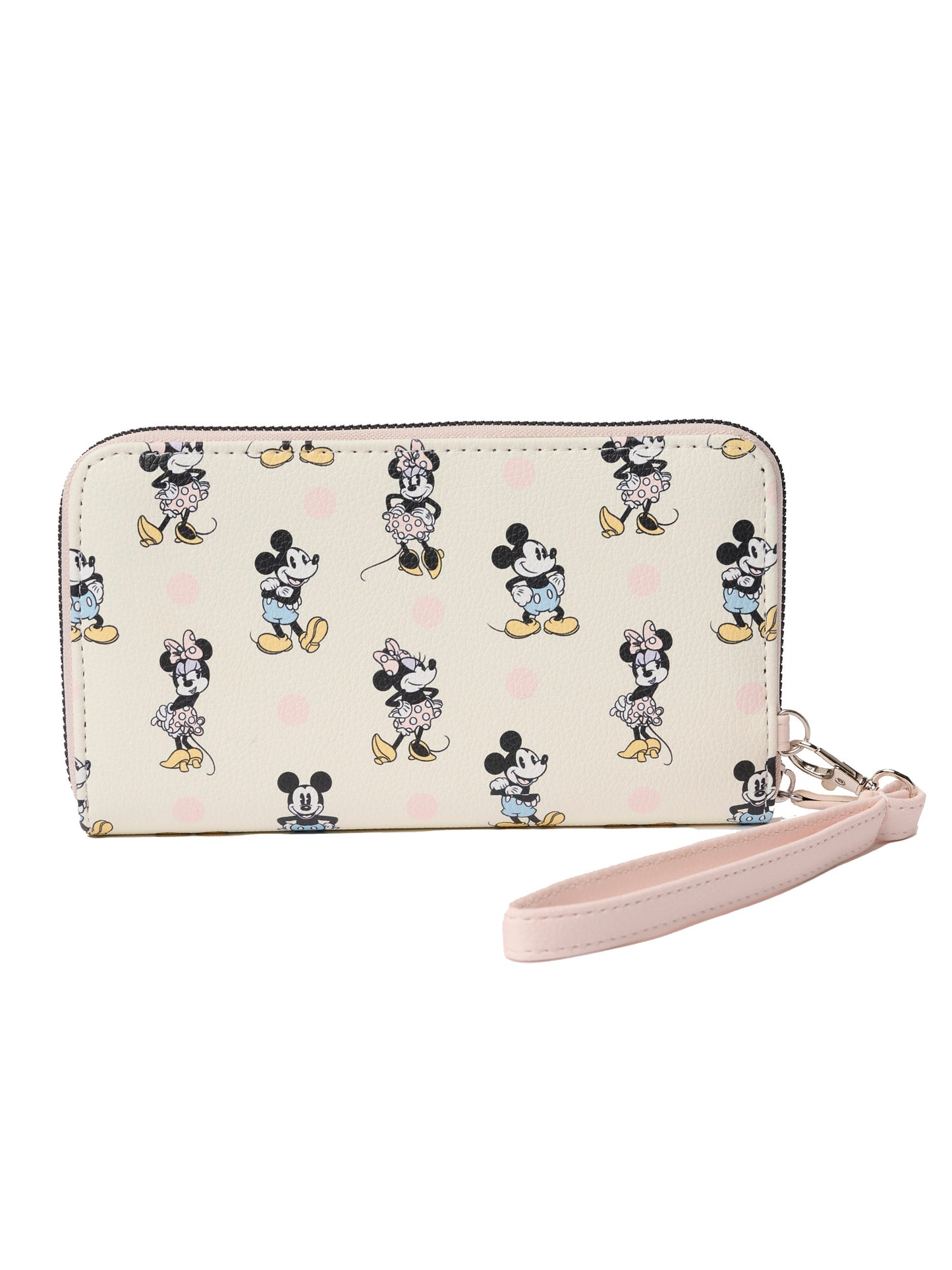 Disney Women's Mickey Minnie Mouse Zip Wallet All-Over Print Pastel Wristlet