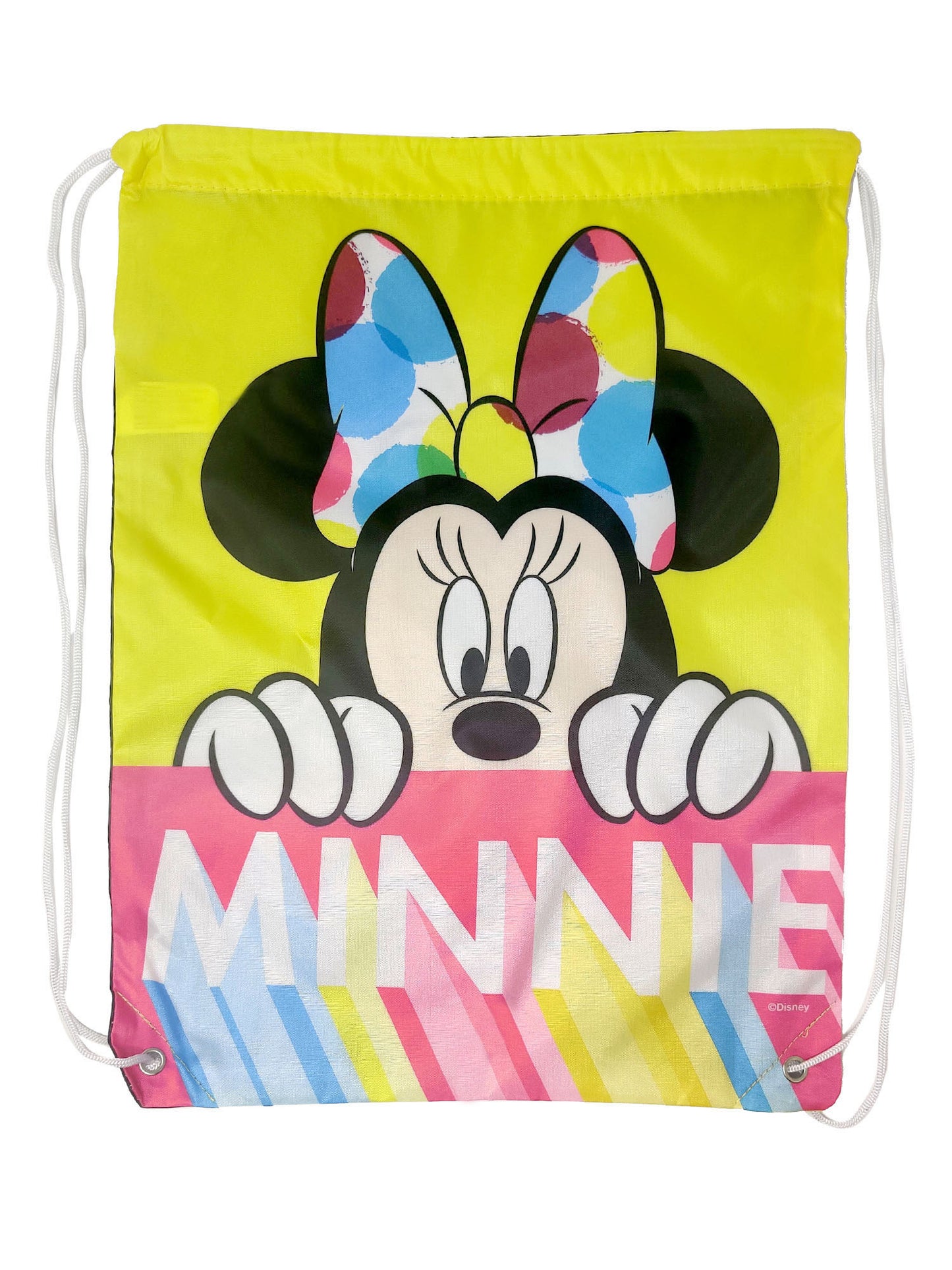 Minnie Mouse Insulated Lunch Bag Pink w/ Yellow Disney Drawstring Sling Bag Set