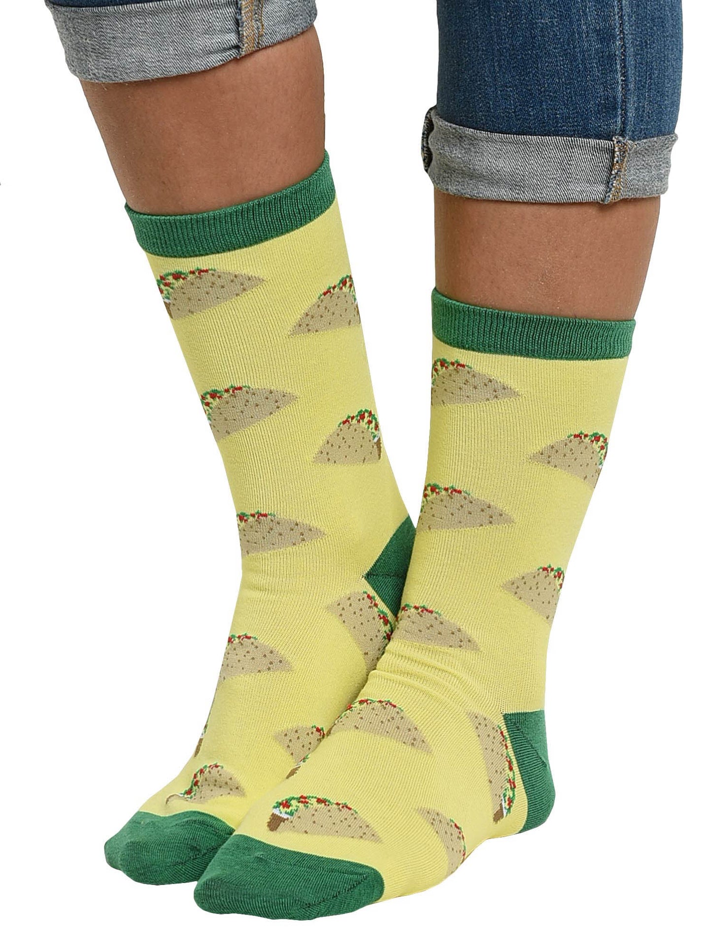 Women's All-Over Print Tacos & Sushi Sashimi Fun Novelty Food Socks (2 Pair)