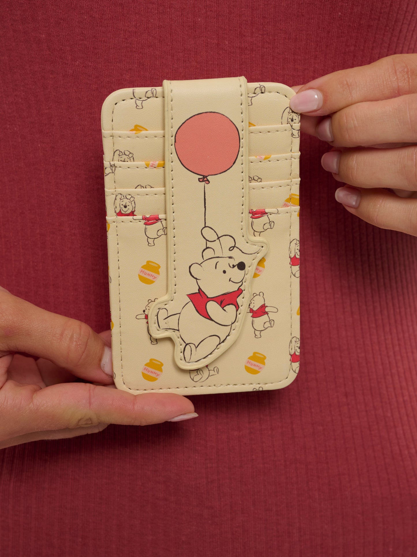 Womens Disney Winnie the Pooh Card Holder Wallet Button Snap Closure