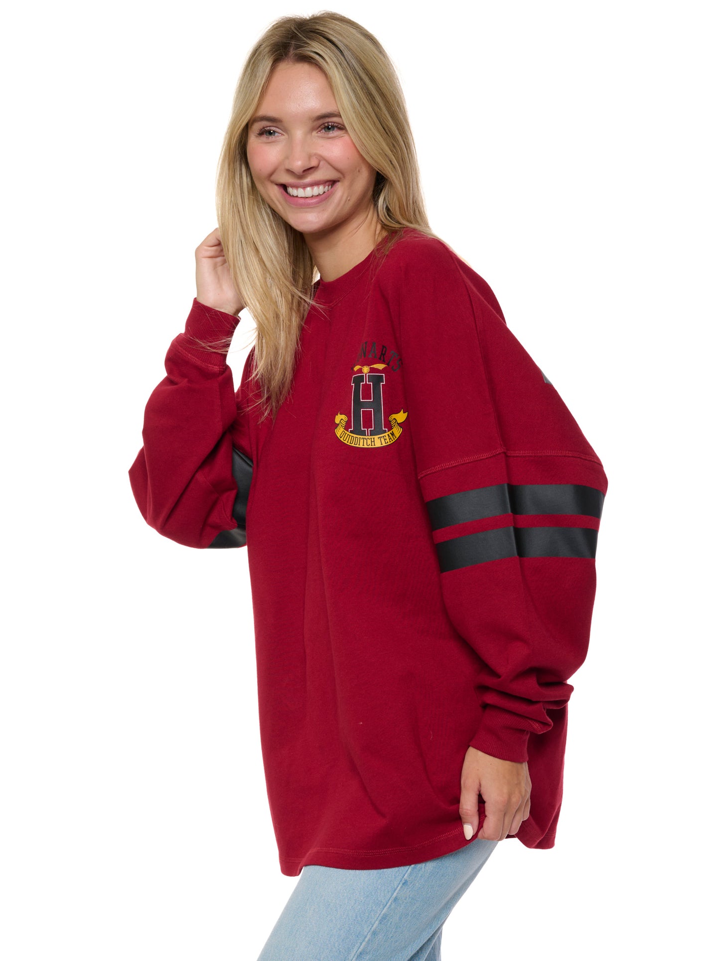 Women's Harry Potter Jersey Oversized Long Sleeve Hockey Style Red Maroon