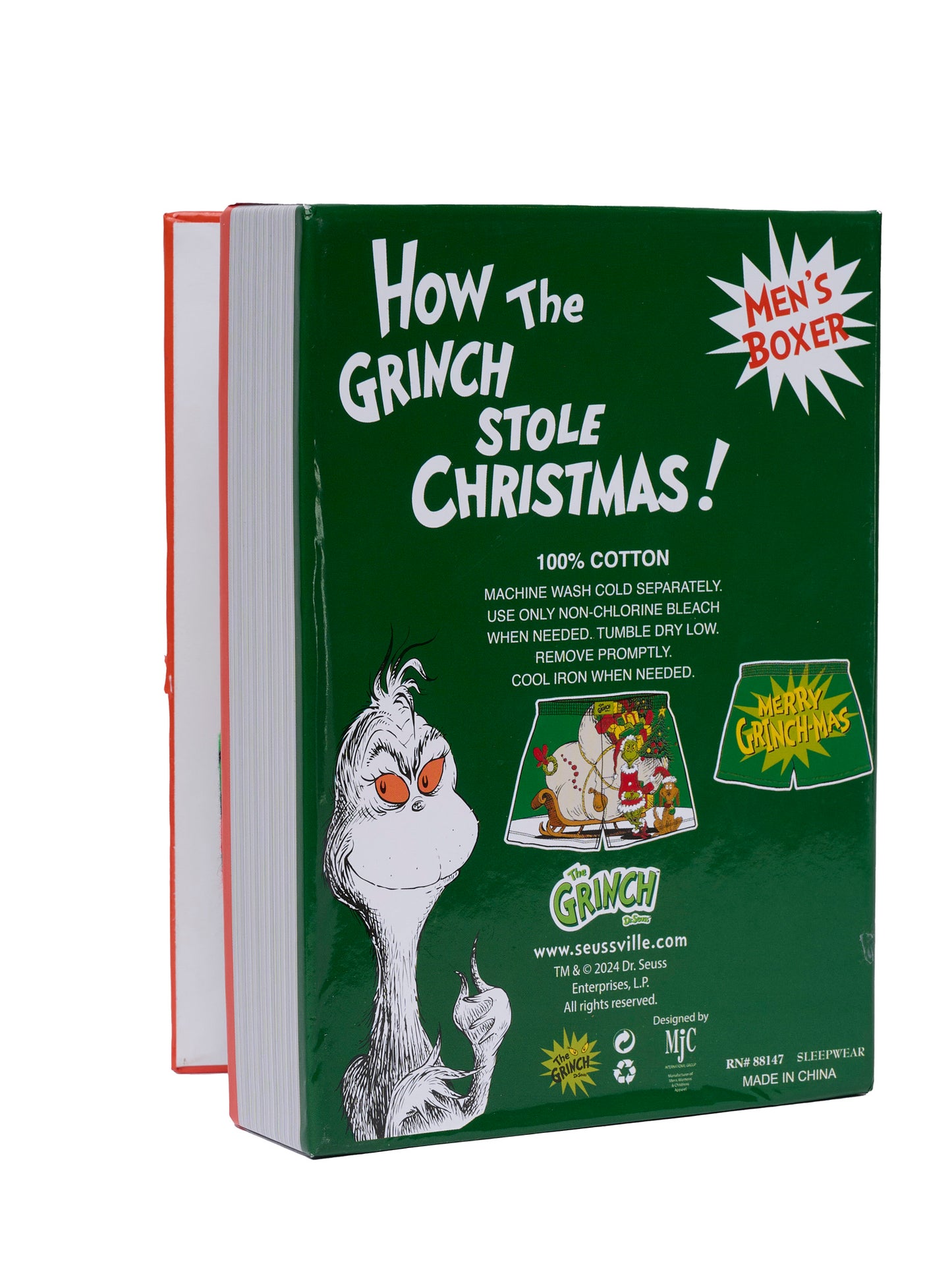 Dr. Seuss Grinch Boxers Shorts, Men's Slim Fit Grinchmas Christmas Sleepwear