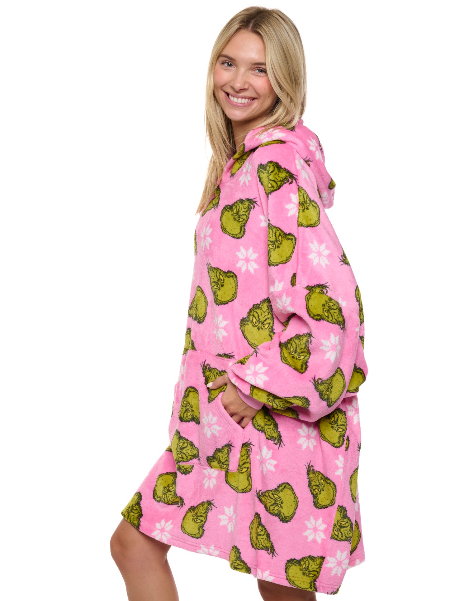 Womens The Grinch Hoodie Sweatshirt Oversized Christmas Pink Green Comfortable