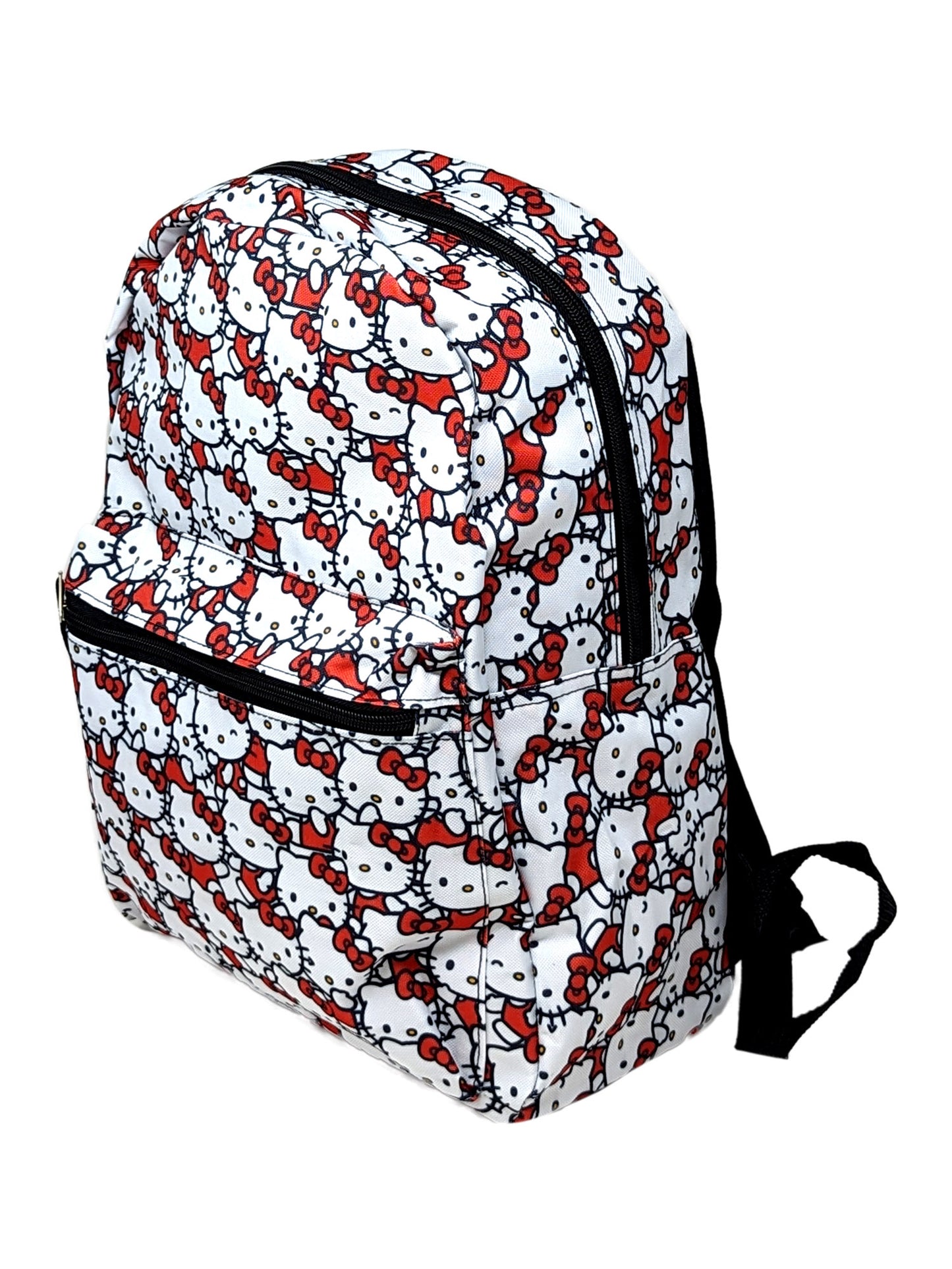 Hello Kitty Backpack 16" All-over Print Sanrio Girls White w/ Front Pocket