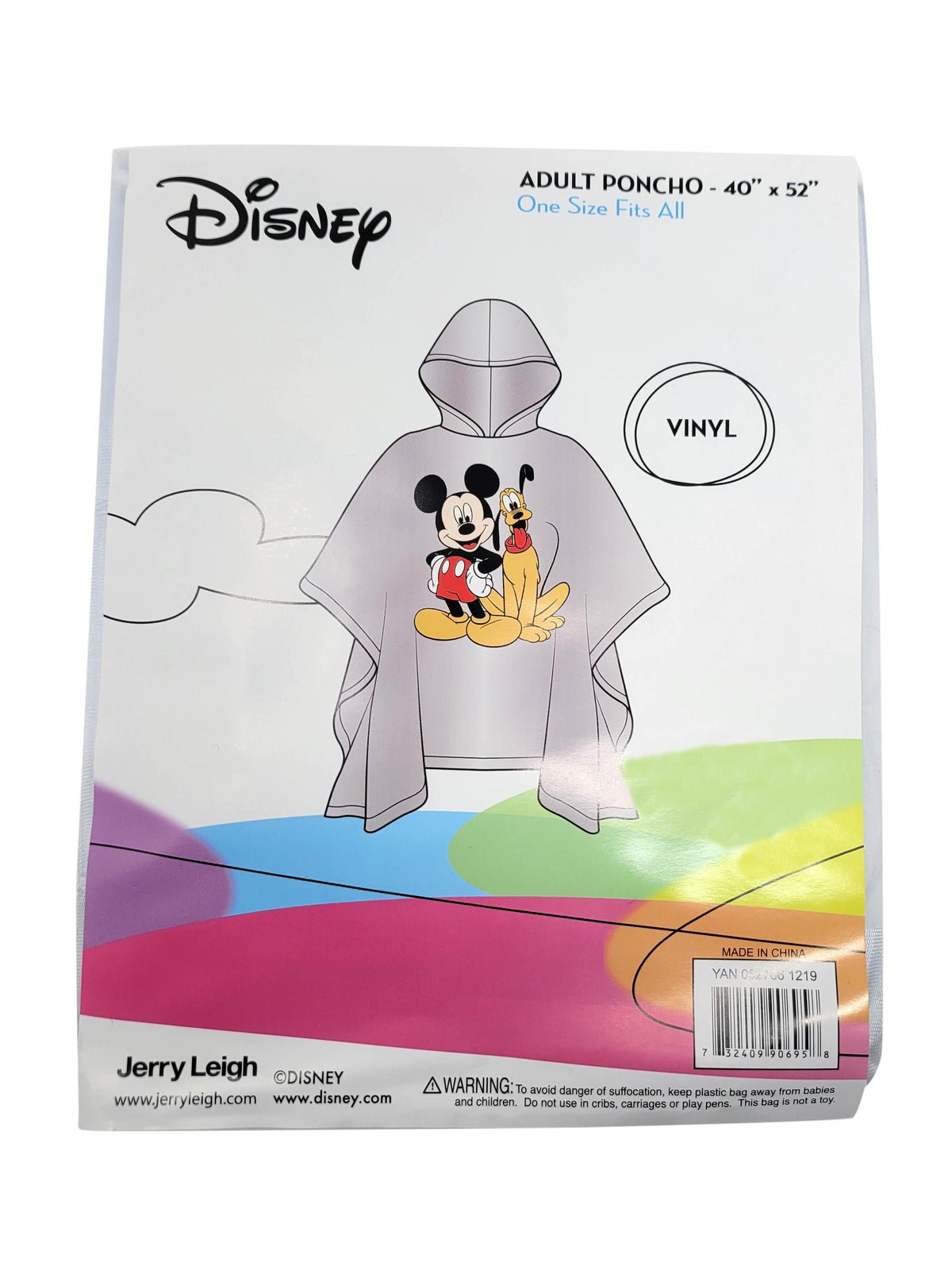 Disney Mickey Mouse & Pluto Women's Adult Rain Poncho Water Resistant