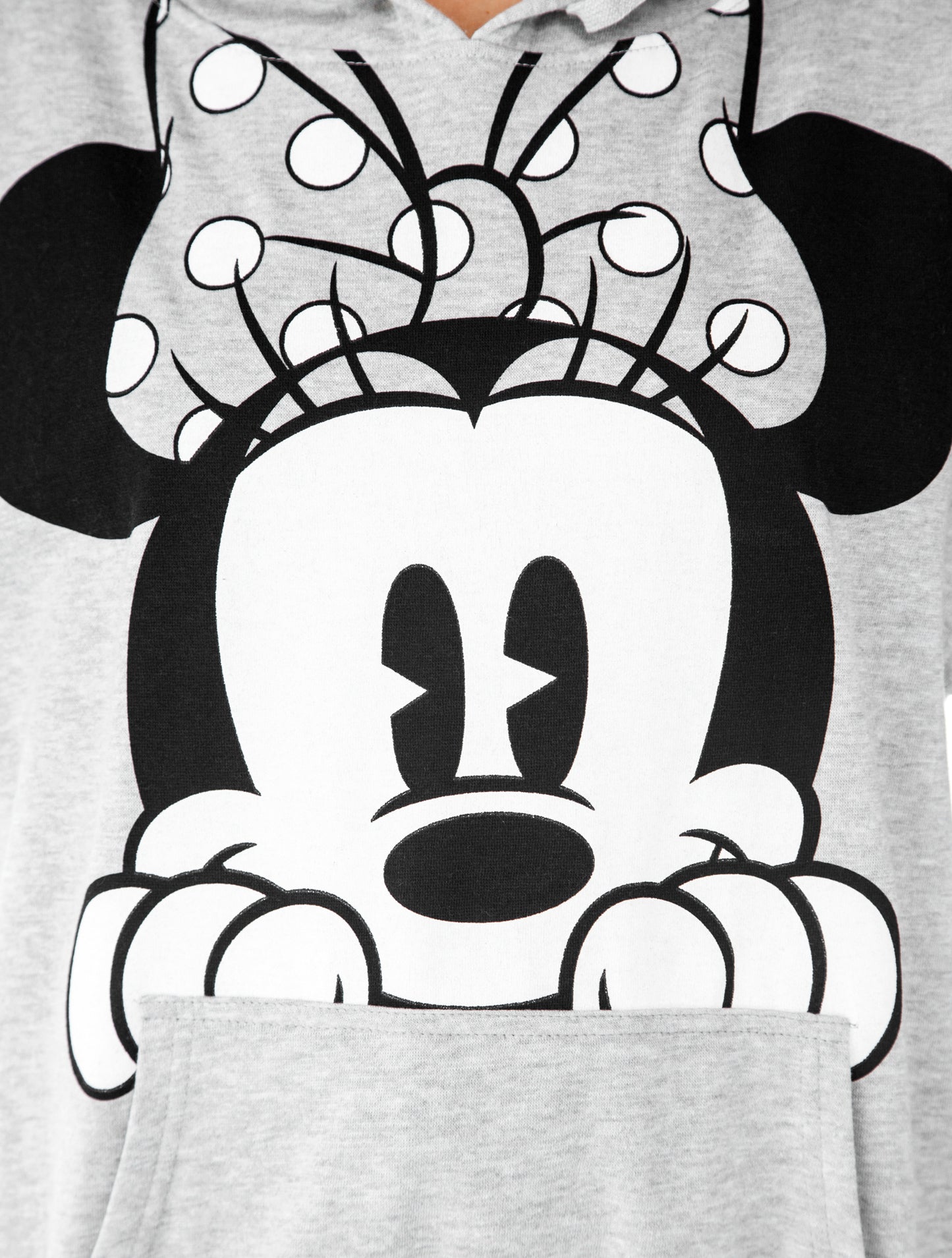 Disney Minnie Mouse Hoodie Sweatshirt Peeking Front Pocket Gray Womens Plus Size