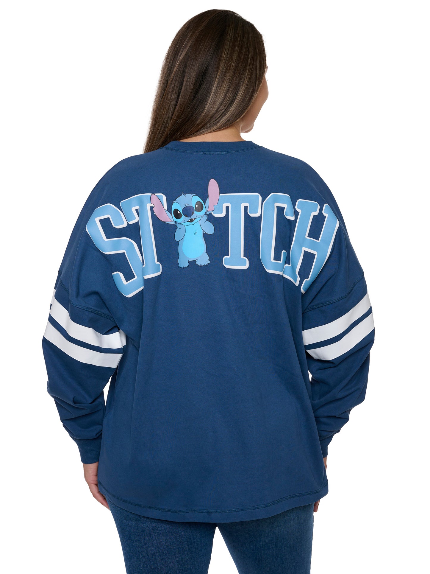 Disney Women's Stitch Long Sleeve Sweatshirt Jersey Blue Hockey Style