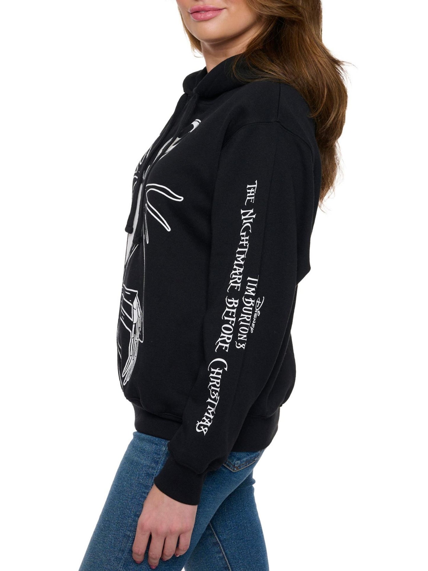 Womens Disney Jack Skellington Hoodie Pullover Nightmare Before Christmas Black