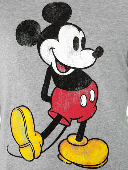 Men's Mickey Mouse Retro Ringer T-Shirt Short Sleeve Gray