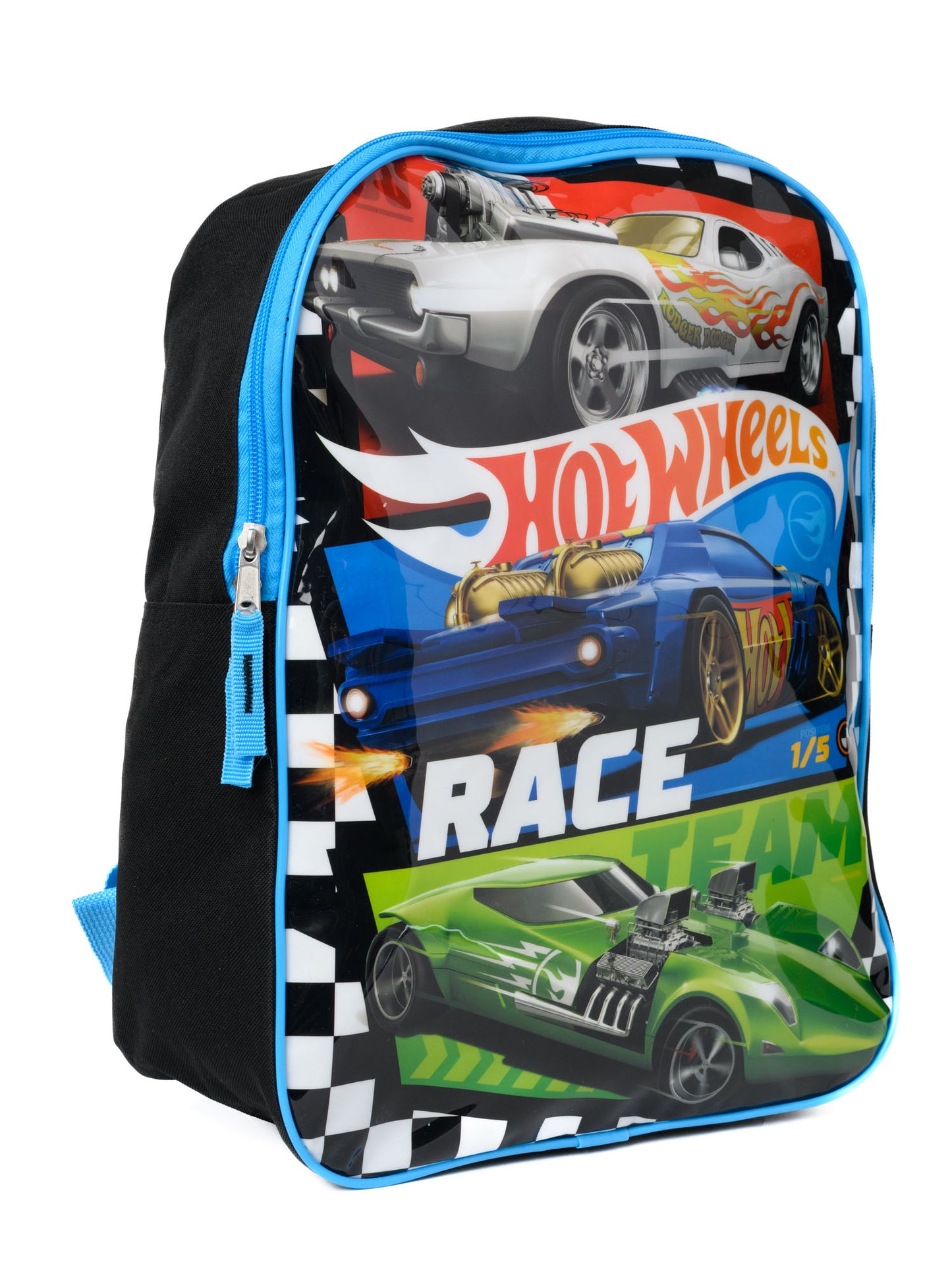 Hot Wheels Backpack 15" Sports Cars Blue Red Green Book Bag