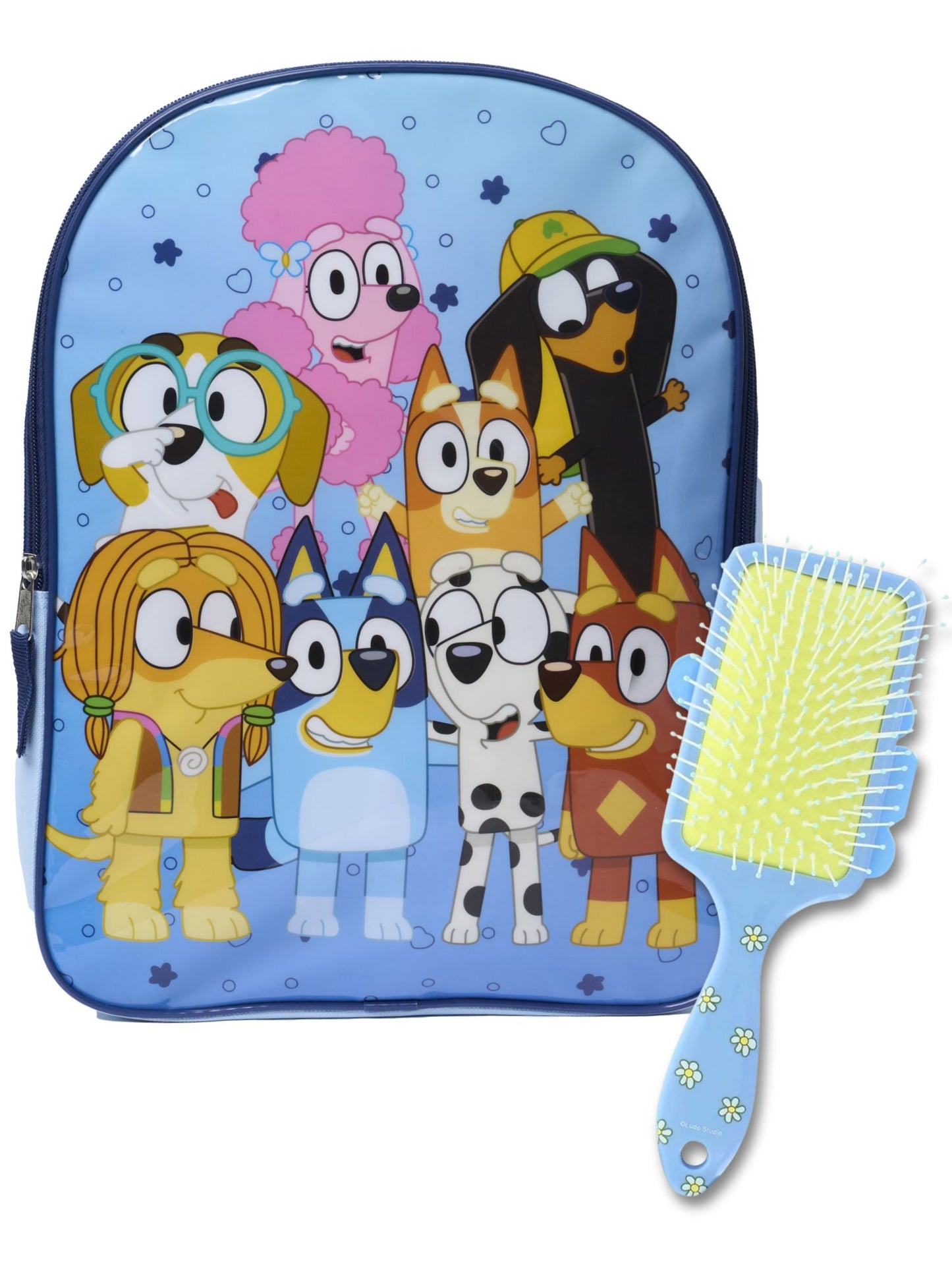 Bluey Bingo and Friends Backpack & Hair Brush 2-Piece Set Blue