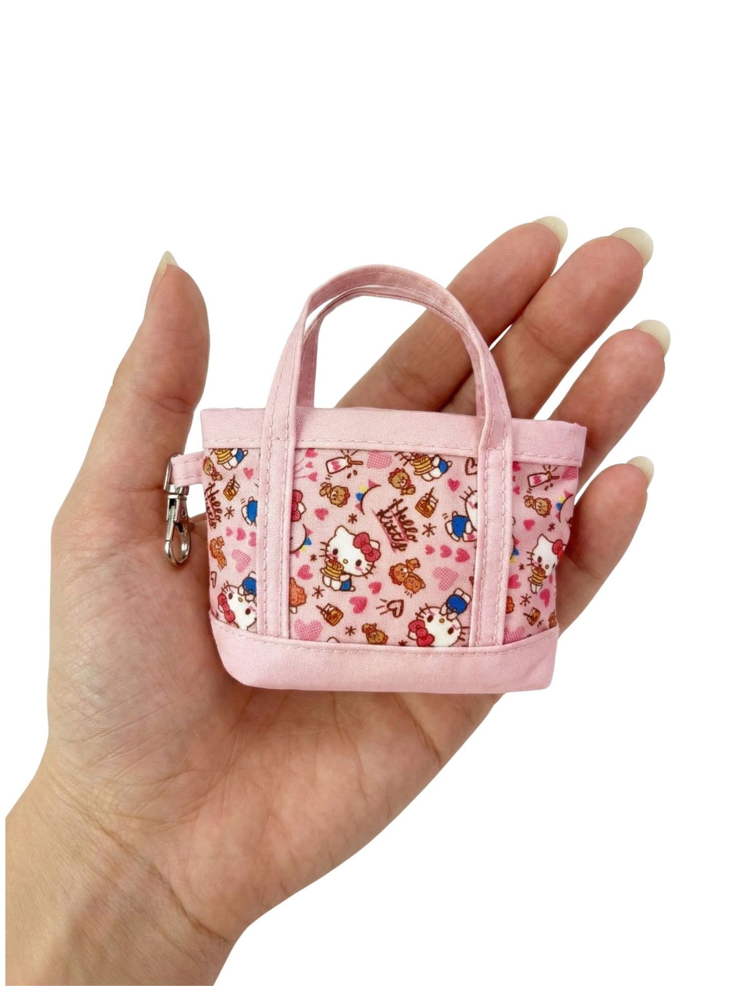 Hello Kitty Pink Mini Tote Bag Charm with Zippered Pouch Accessory