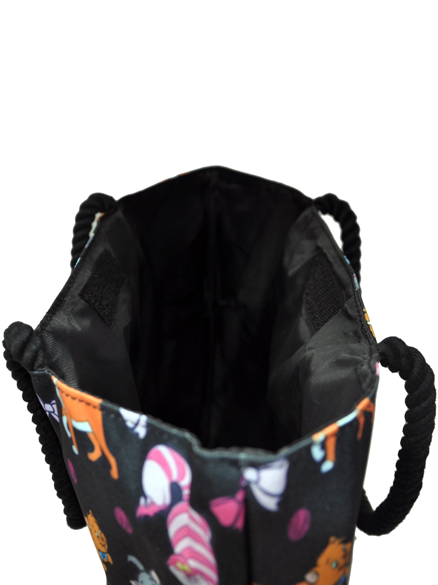 Disney Cats Tote Bag Travel Beach Carry-on Cheshire Figaro Rope Handle Black
