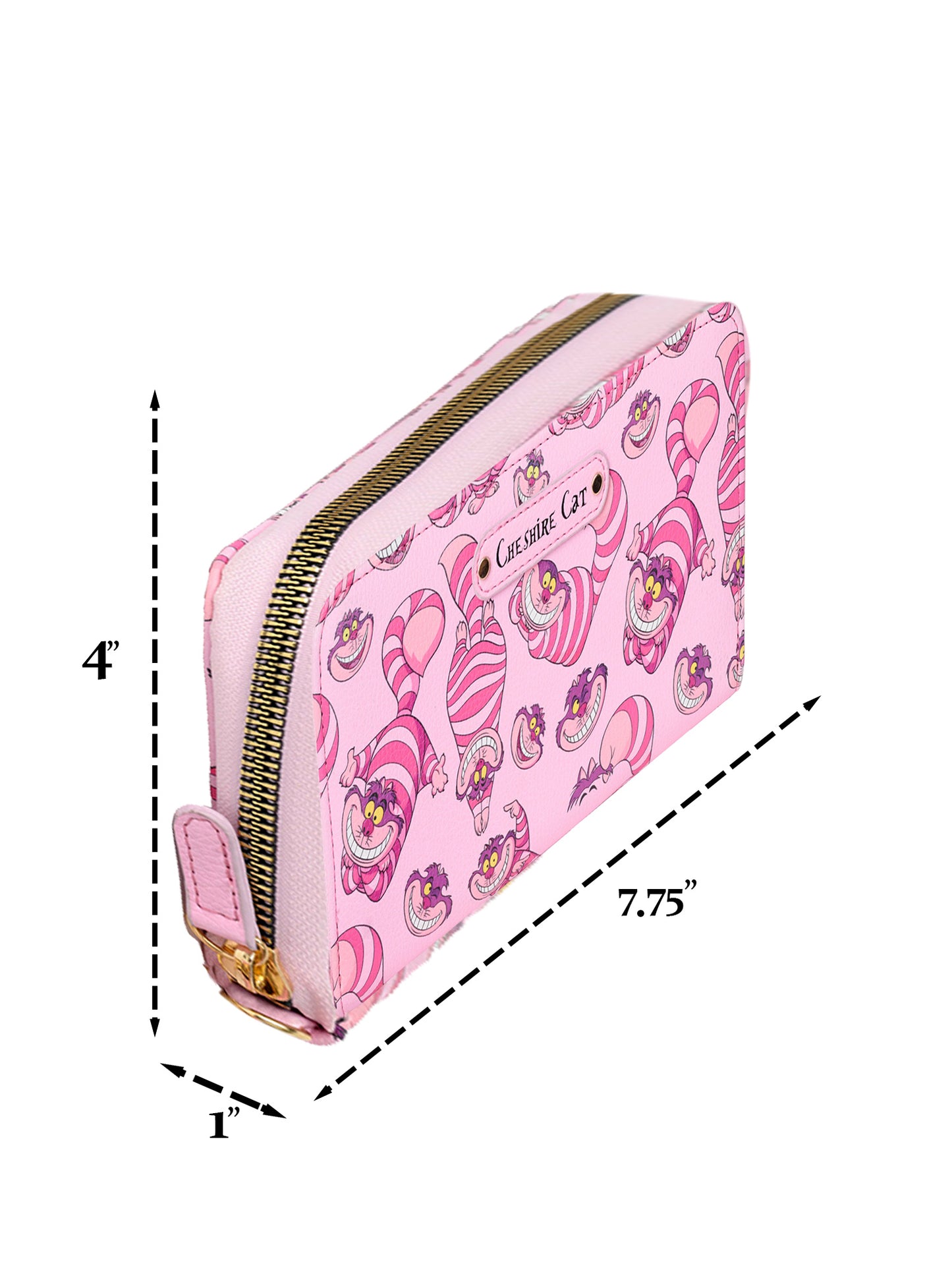 Cheshire Cat Women's Wallet Zip Around Wristlet Disney All-Over Character Print