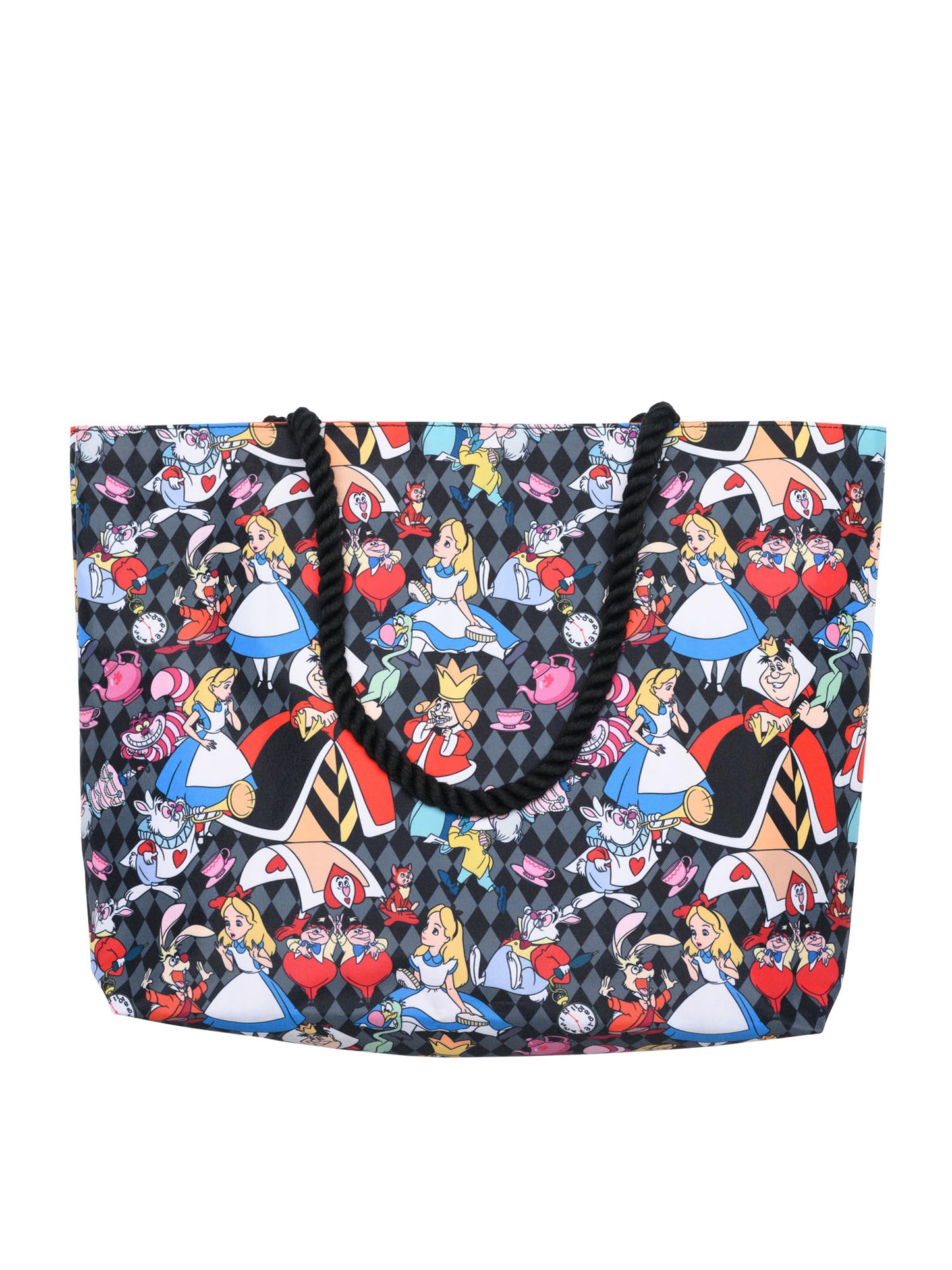 Alice In Wonderland Tote Bag Rope Handle Cheshire Cat Queen of Hearts Women's