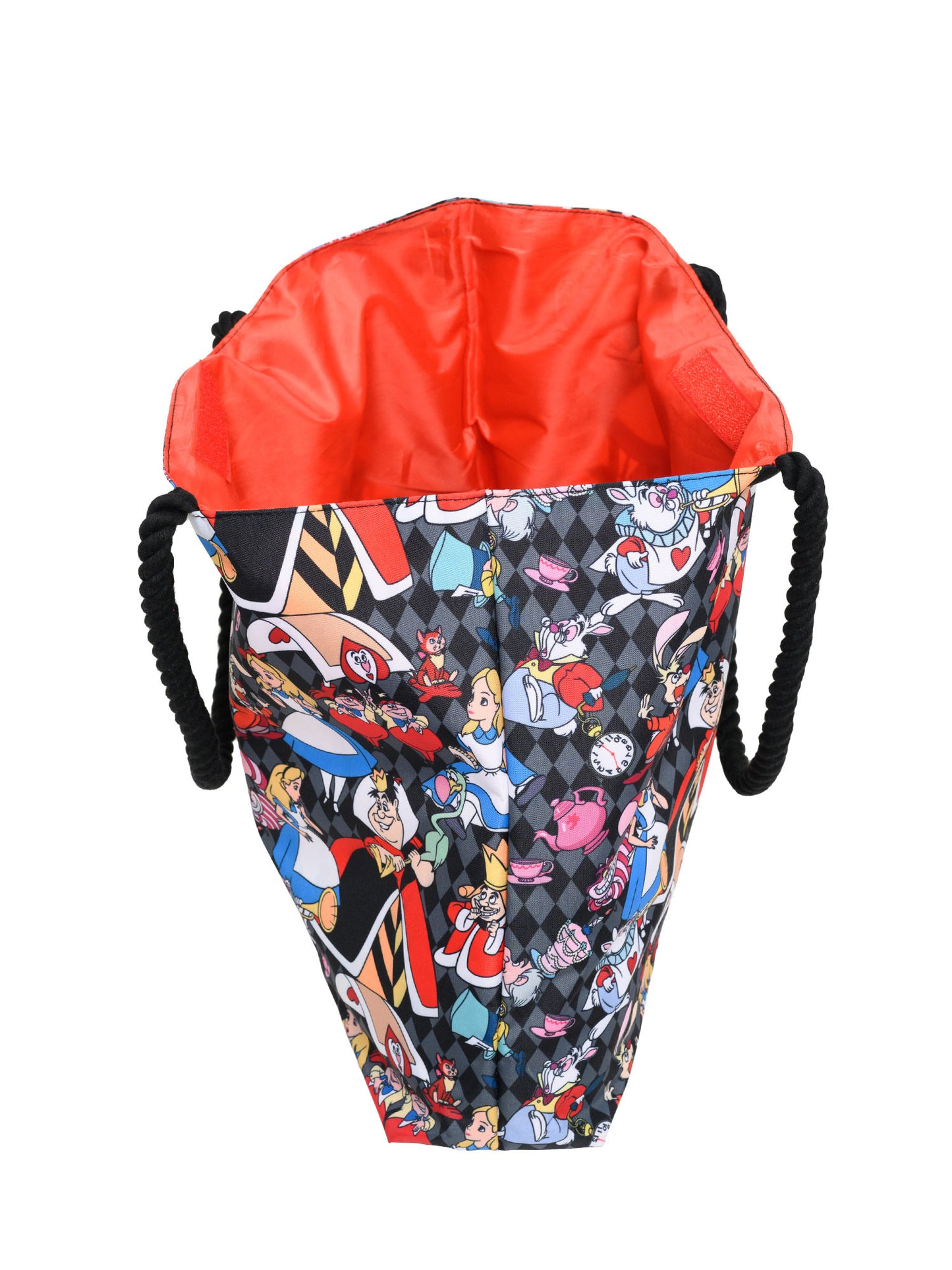 Alice In Wonderland Tote Bag Rope Handle Cheshire Cat Queen of Hearts Women's