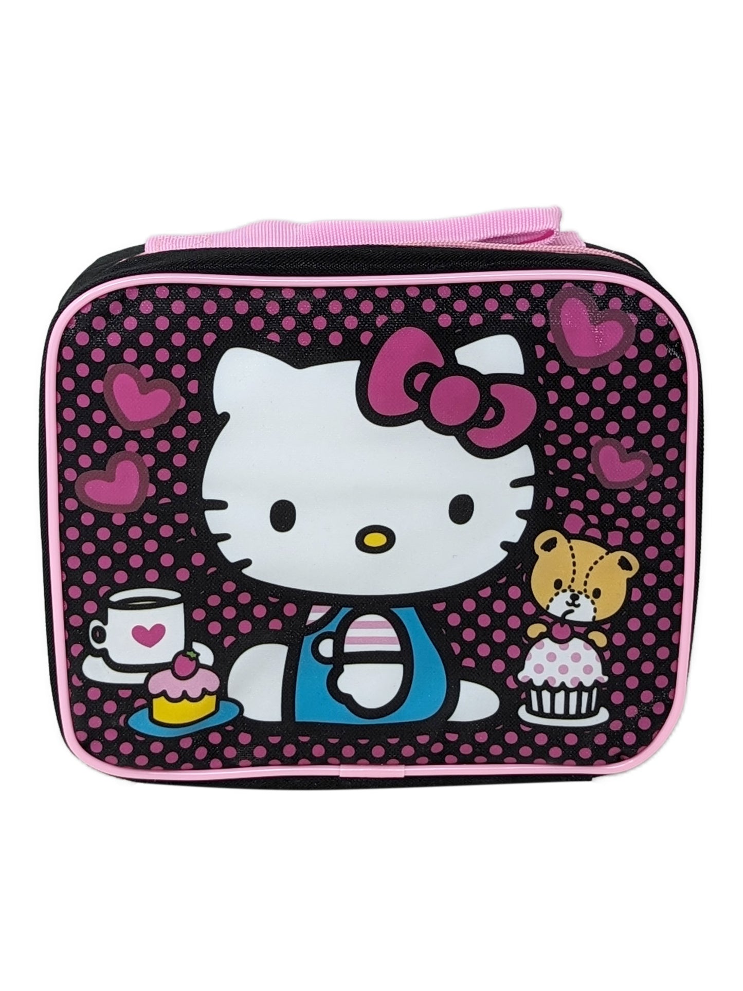 Hello Kitty Insulated Lunch Bag Cupcakes Hearts Pink Black