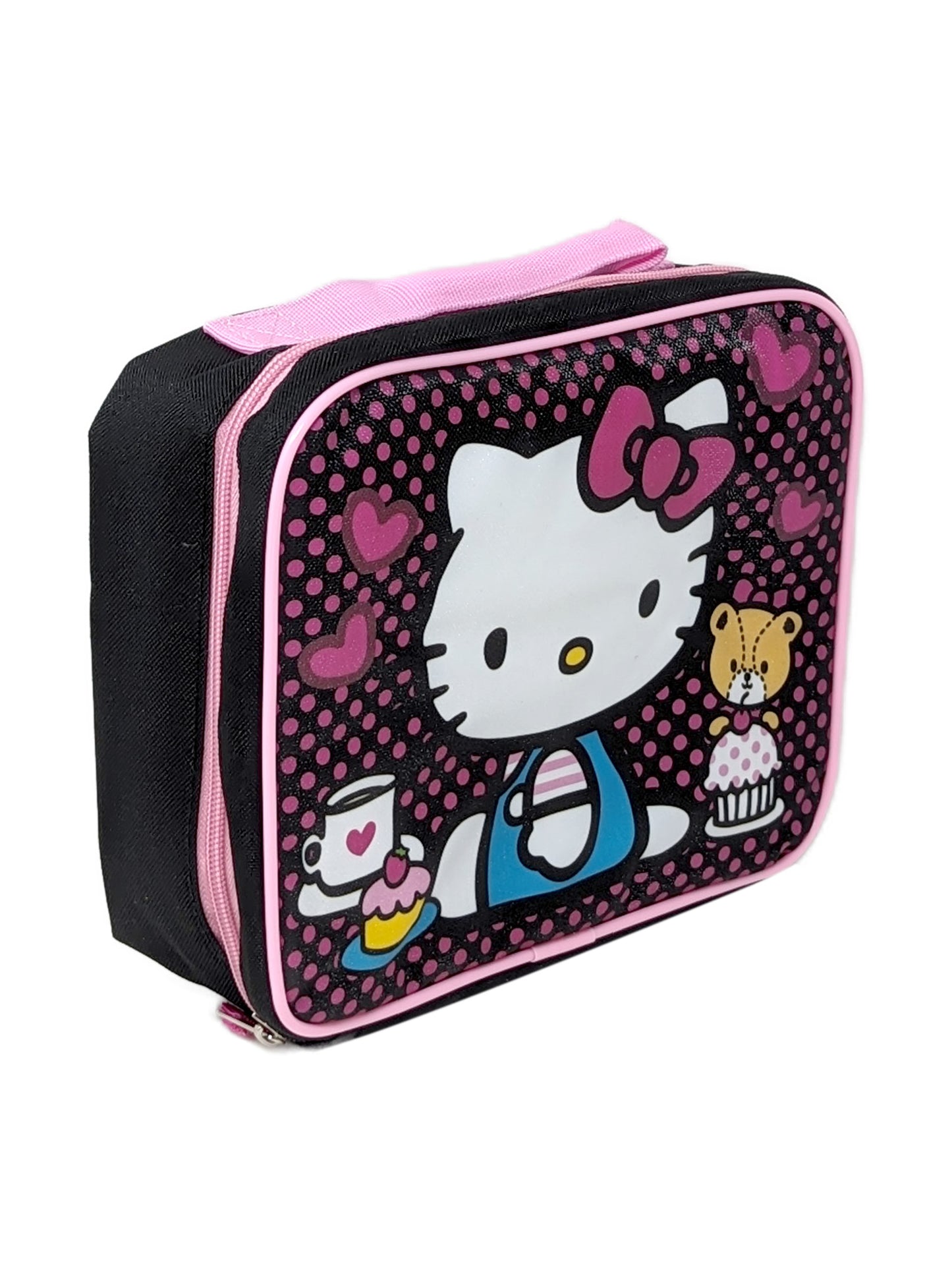 Hello Kitty Insulated Lunch Bag Cupcakes Hearts Pink Black