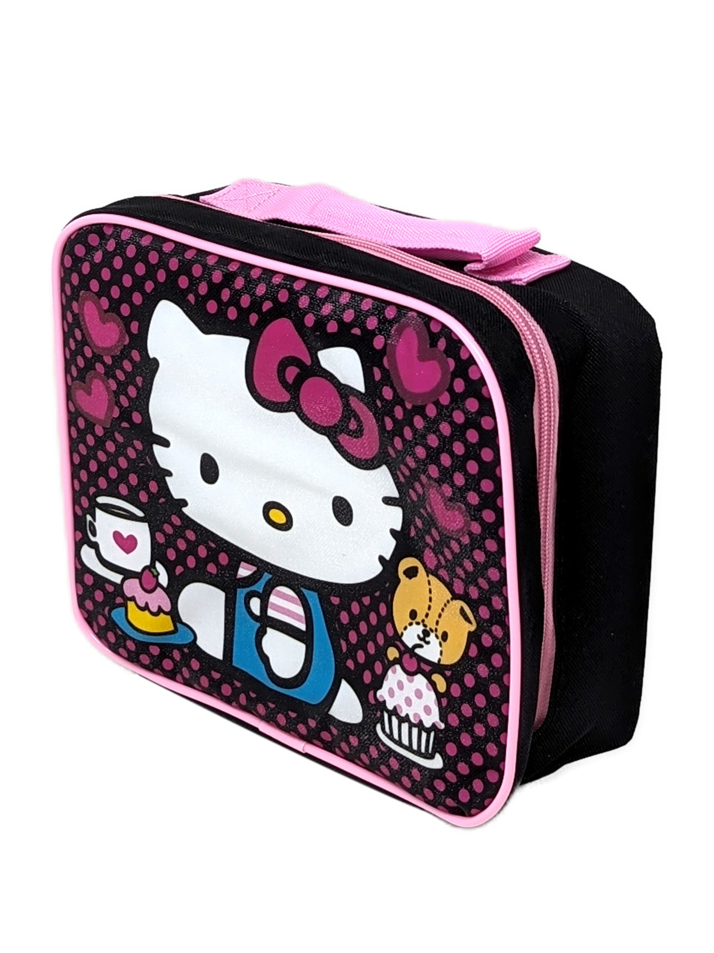 Hello Kitty Insulated Lunch Bag Cupcakes Hearts Pink Black