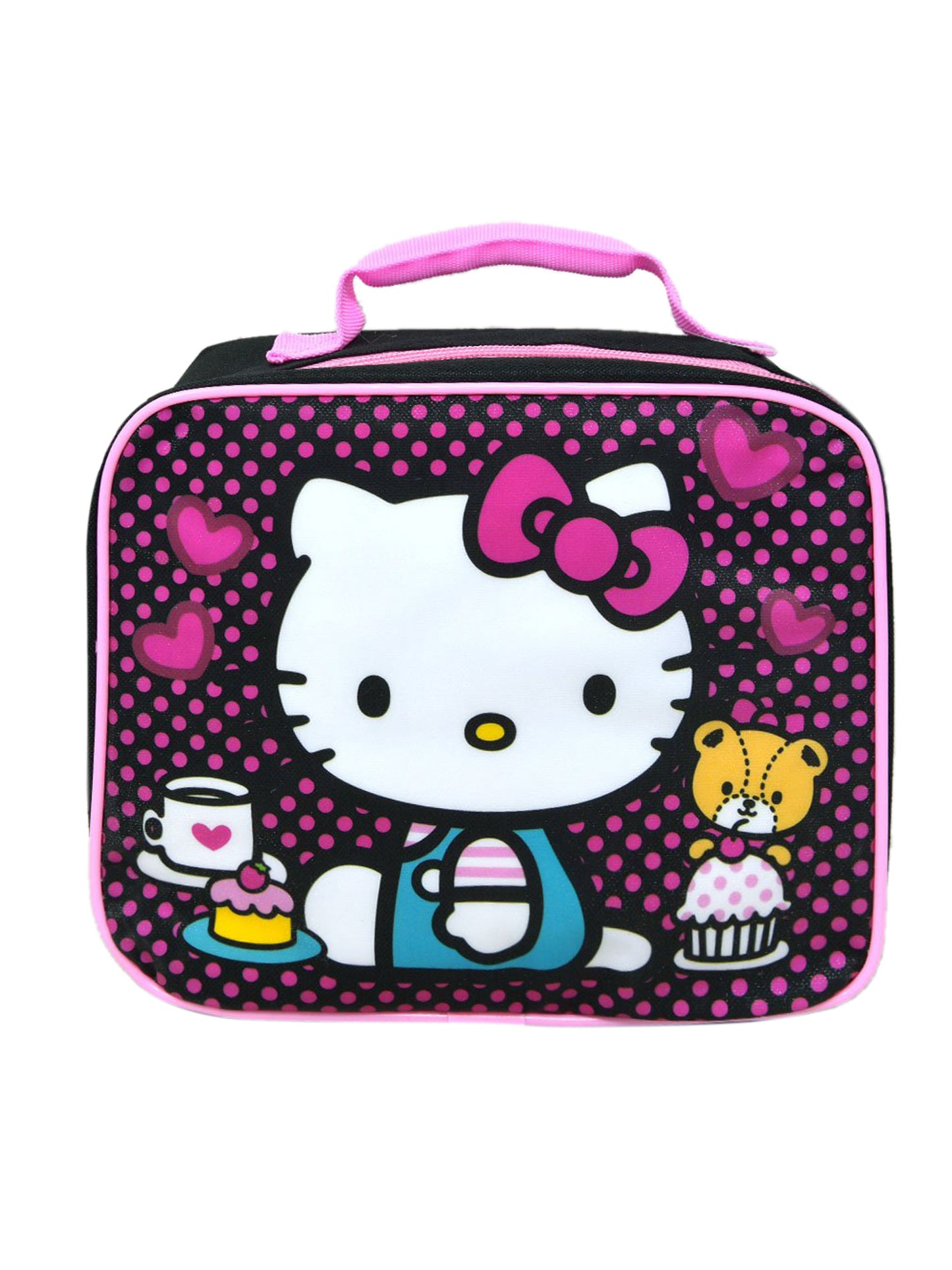 Hello Kitty Insulated Lunch Bag Cupcakes Hearts Pink Black