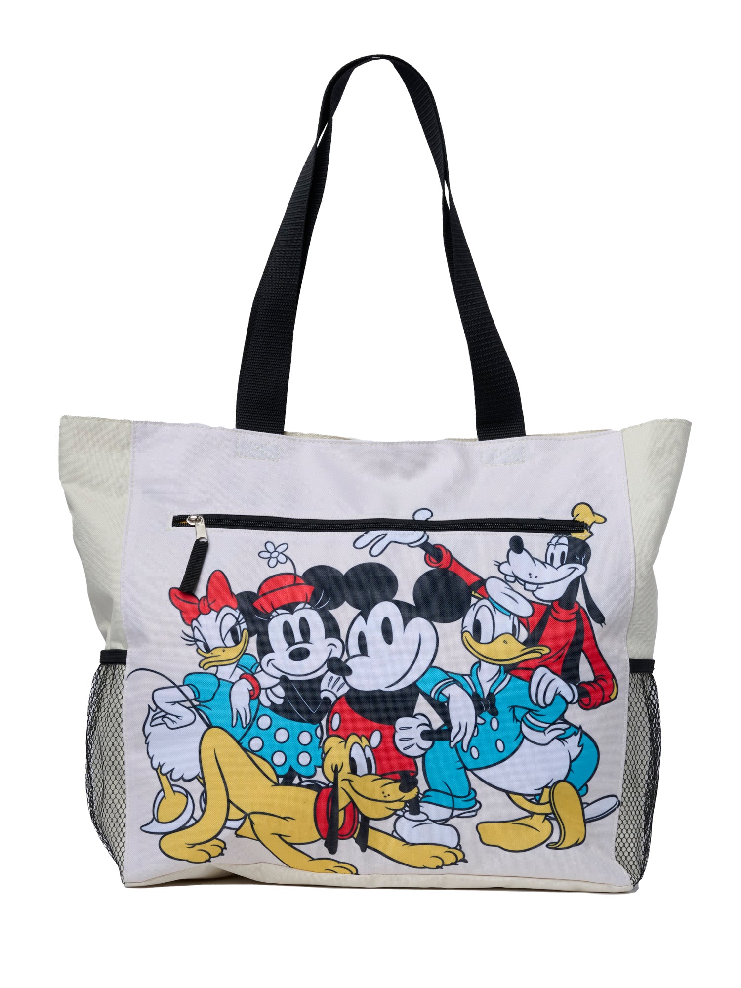 Disney Mickey & Friends Women's Zippered Beach Travel Tote with Bottle β Open and Clothing