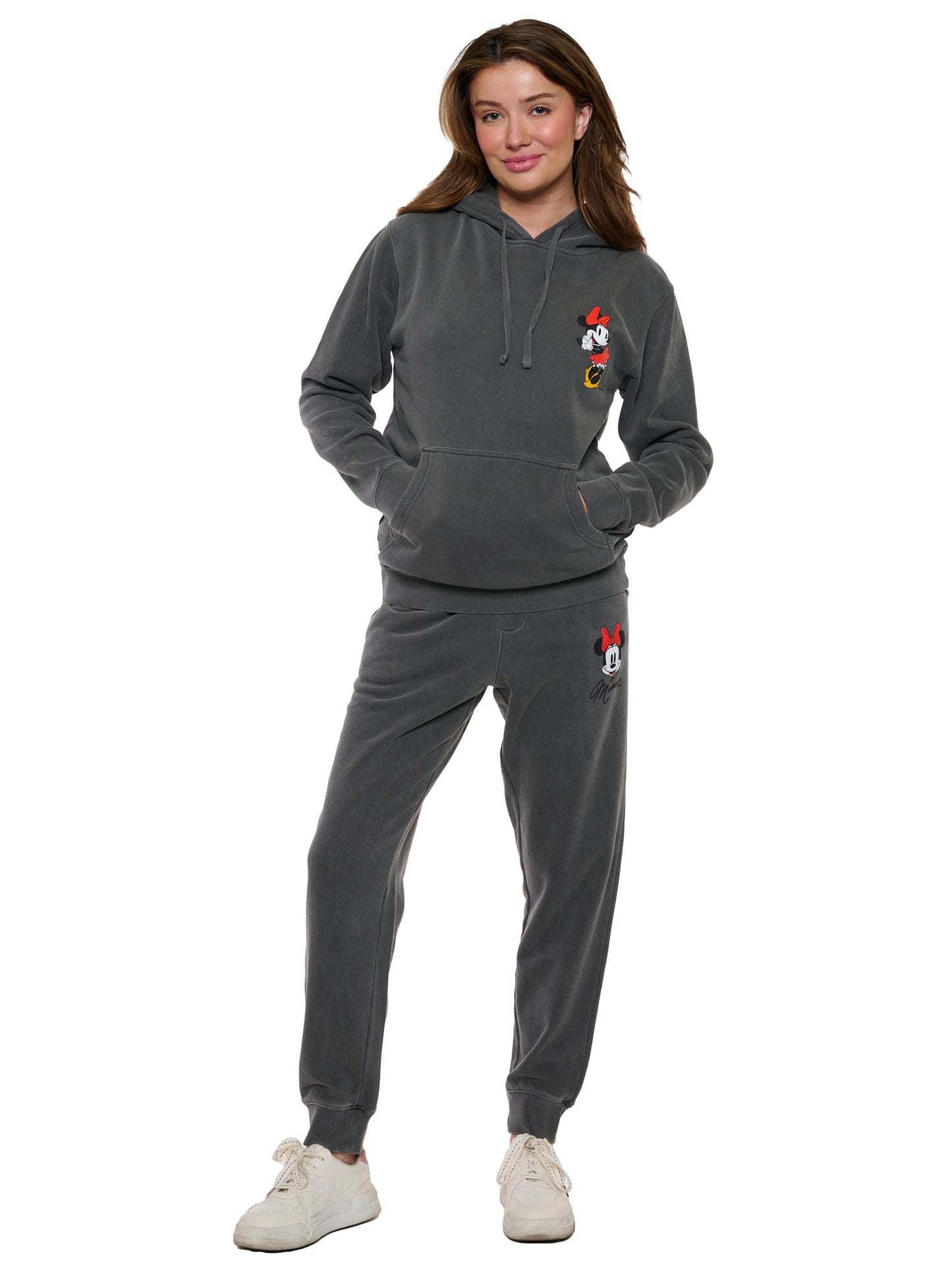 Women's Disney Minnie Mouse Hoodie & Pants 2-Piece Set Mineral Wash Gray