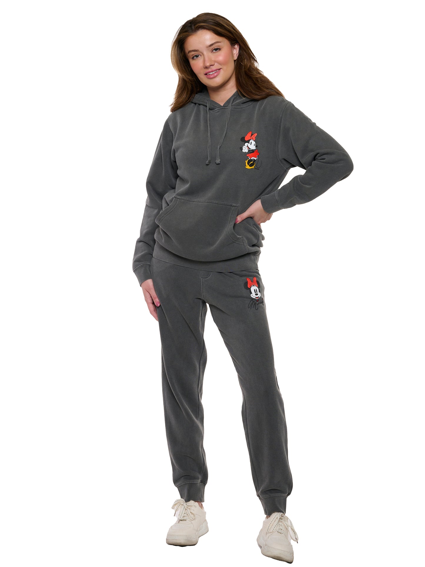 Women's Disney Minnie Mouse Hoodie & Pants 2-Piece Set Mineral Wash Gray