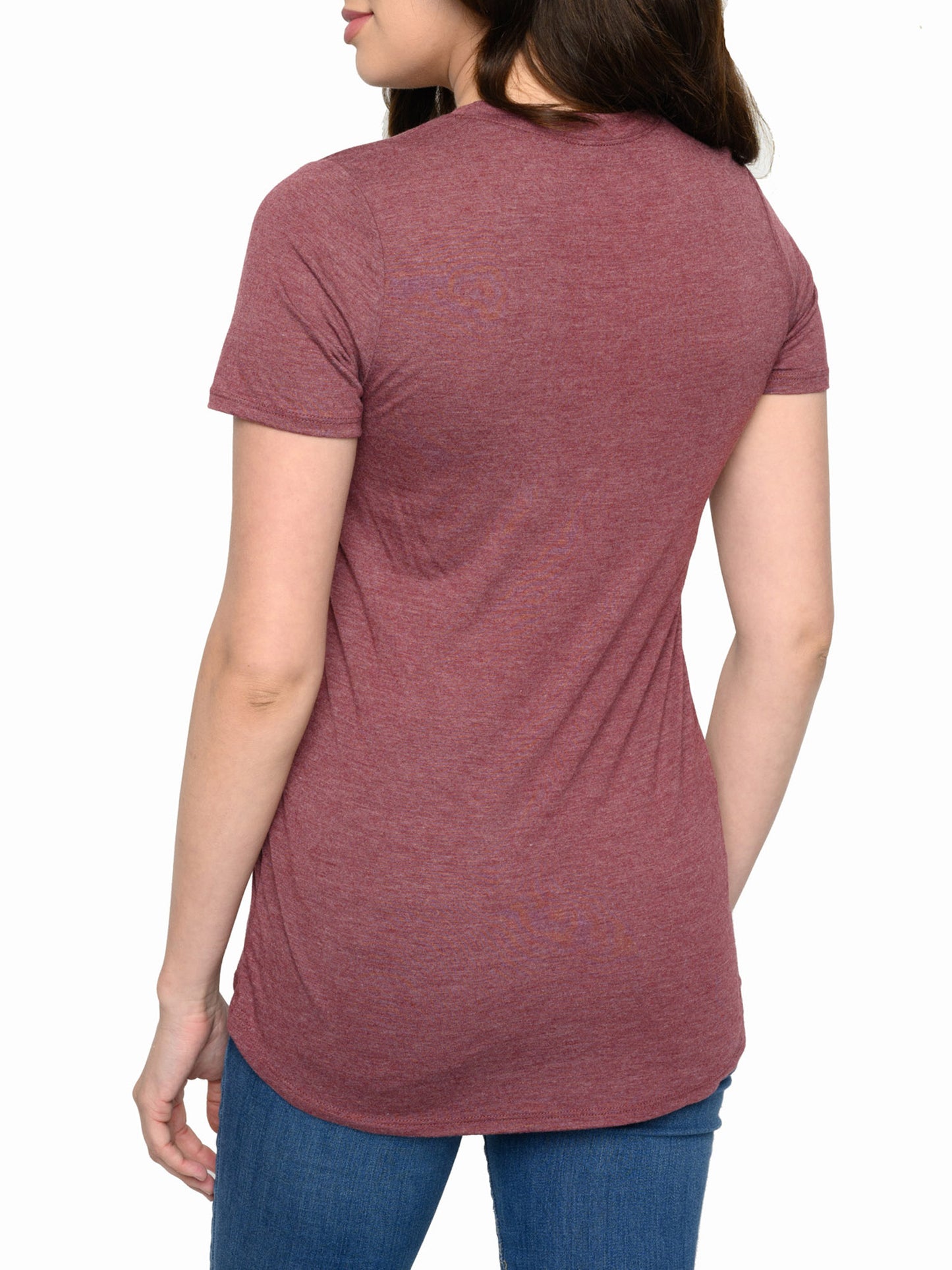 Women's Junior Beatles T-Shirt Come Together Lyrics Music High-Low Burgundy