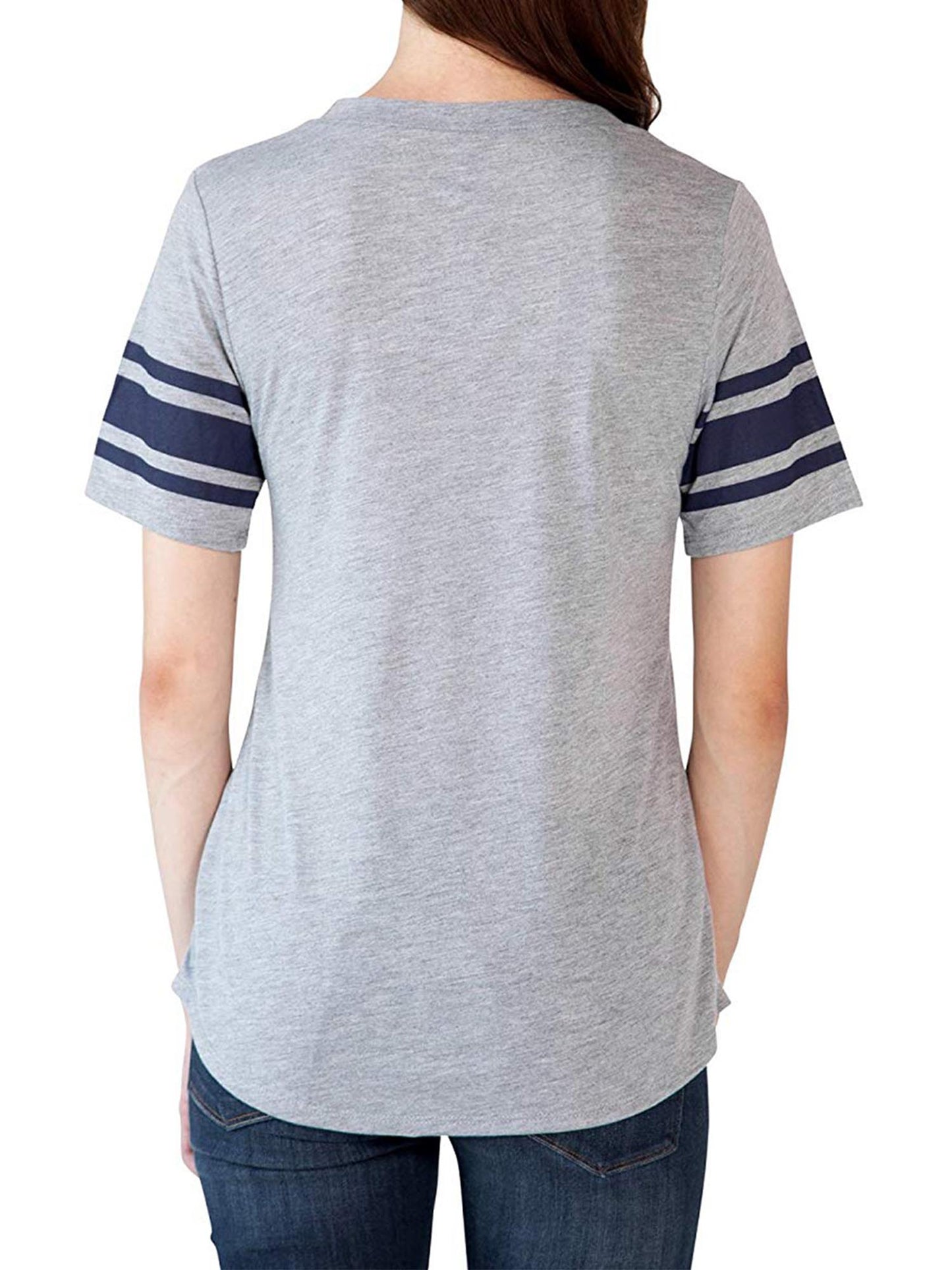 Juniors Mickey Mouse Athletic T-Shirt Gray Blue Football Style