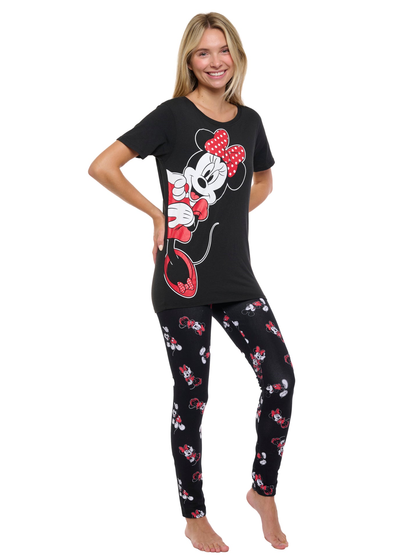 Disney Womens Mickey and Minnie Mouse T-Shirt & Leggings 2-Piece Loungewear Set