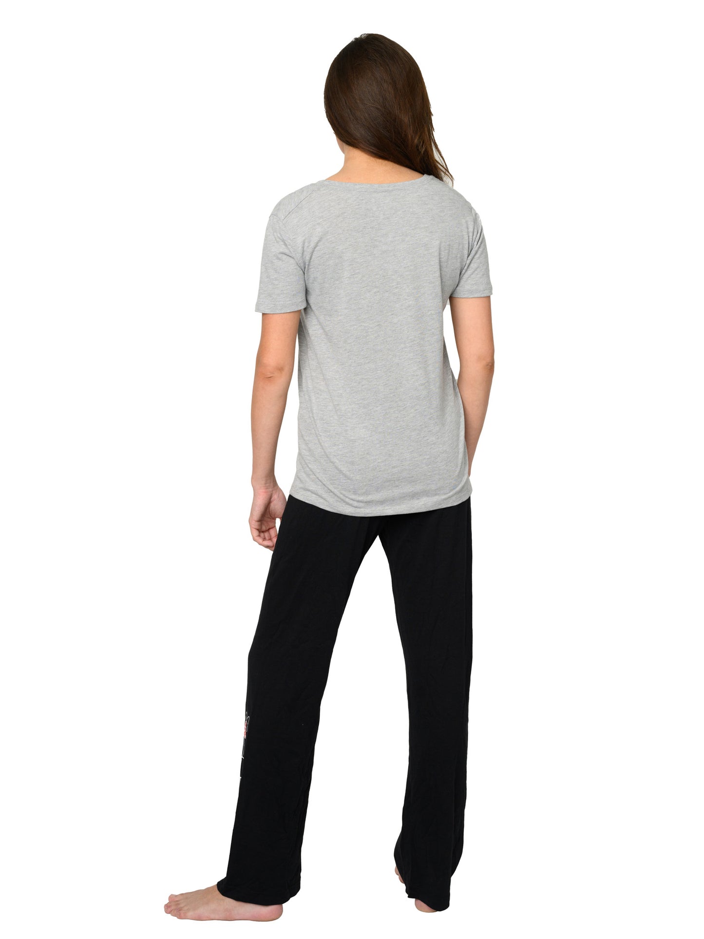 Disney Women's Minnie Mouse T-Shirt & Lounge Pants Pajama Set Gray Black