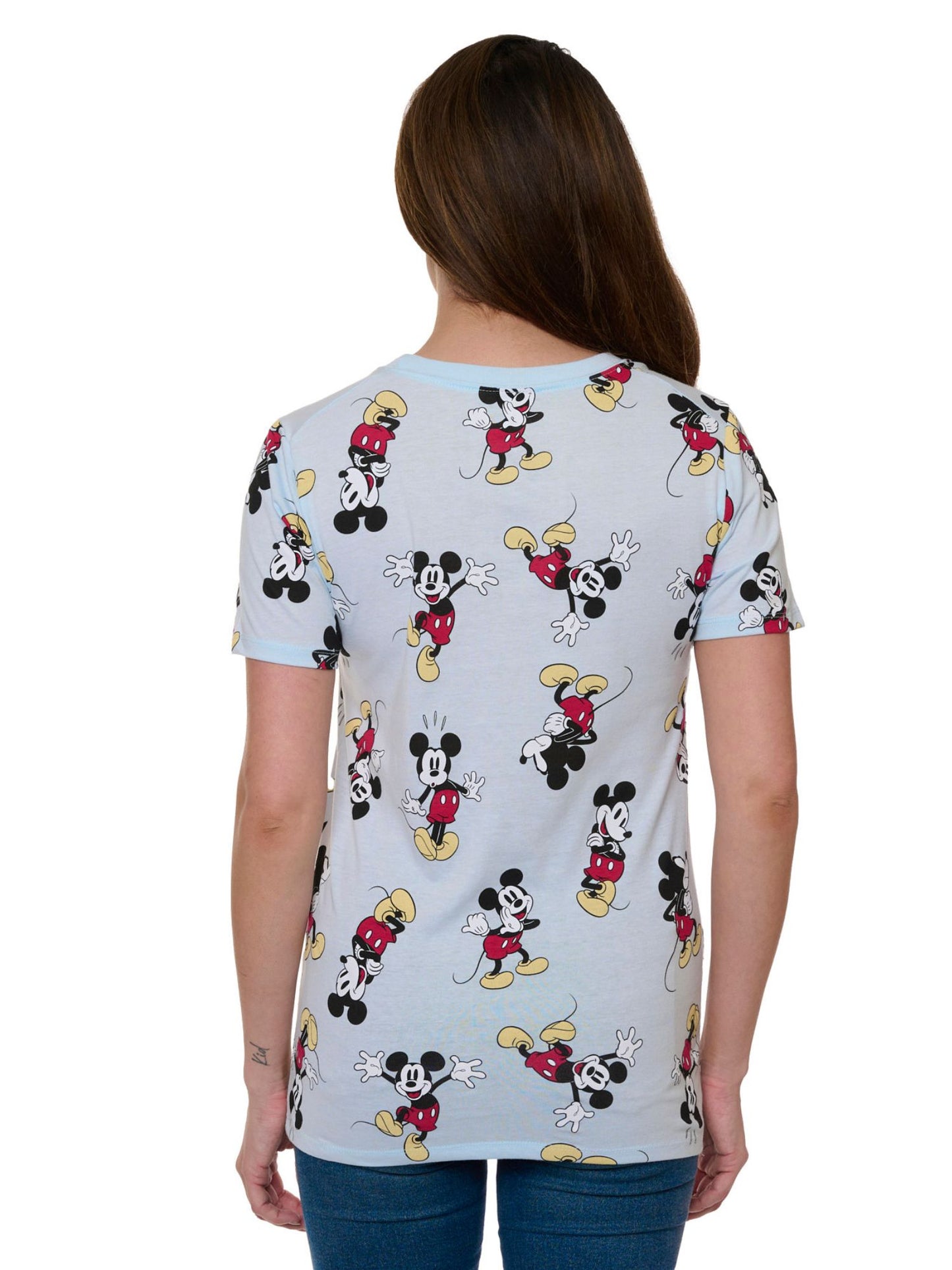 Disney Mickey Mouse Expressions T-Shirt All-Over Print Blue Women