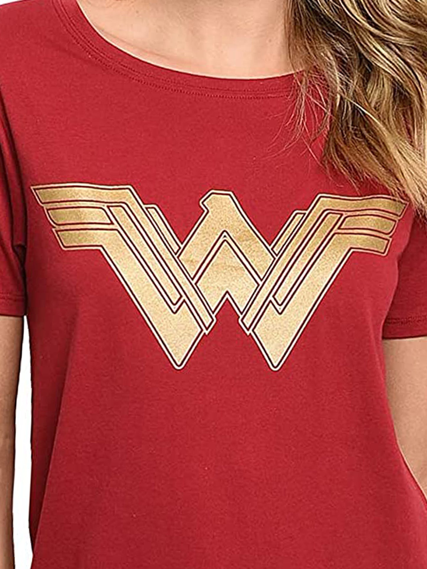Women's Wonder Woman Halloween Costume T-Shirt Superhero Dress Up Tee DC Comics