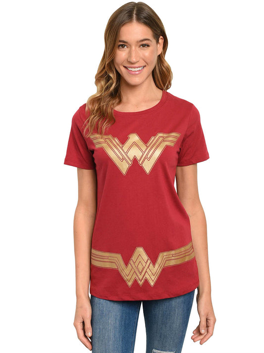 Women's Wonder Woman Halloween Costume T-Shirt Superhero Dress Up Tee DC Comics