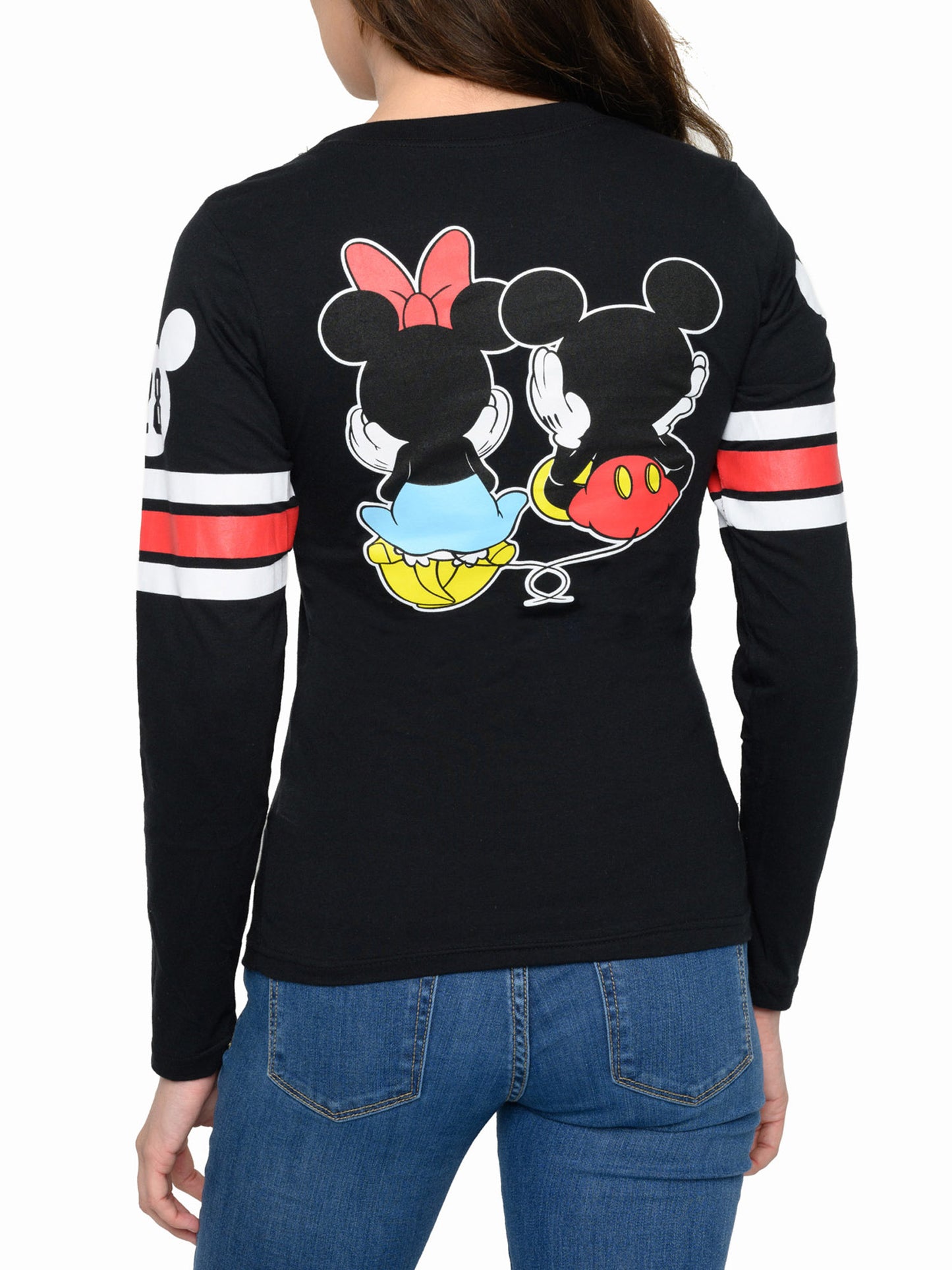 Mickey & Minnie Mouse T-Shirt Long Sleeve Slim Fit Juniors Disney (Size Medium)