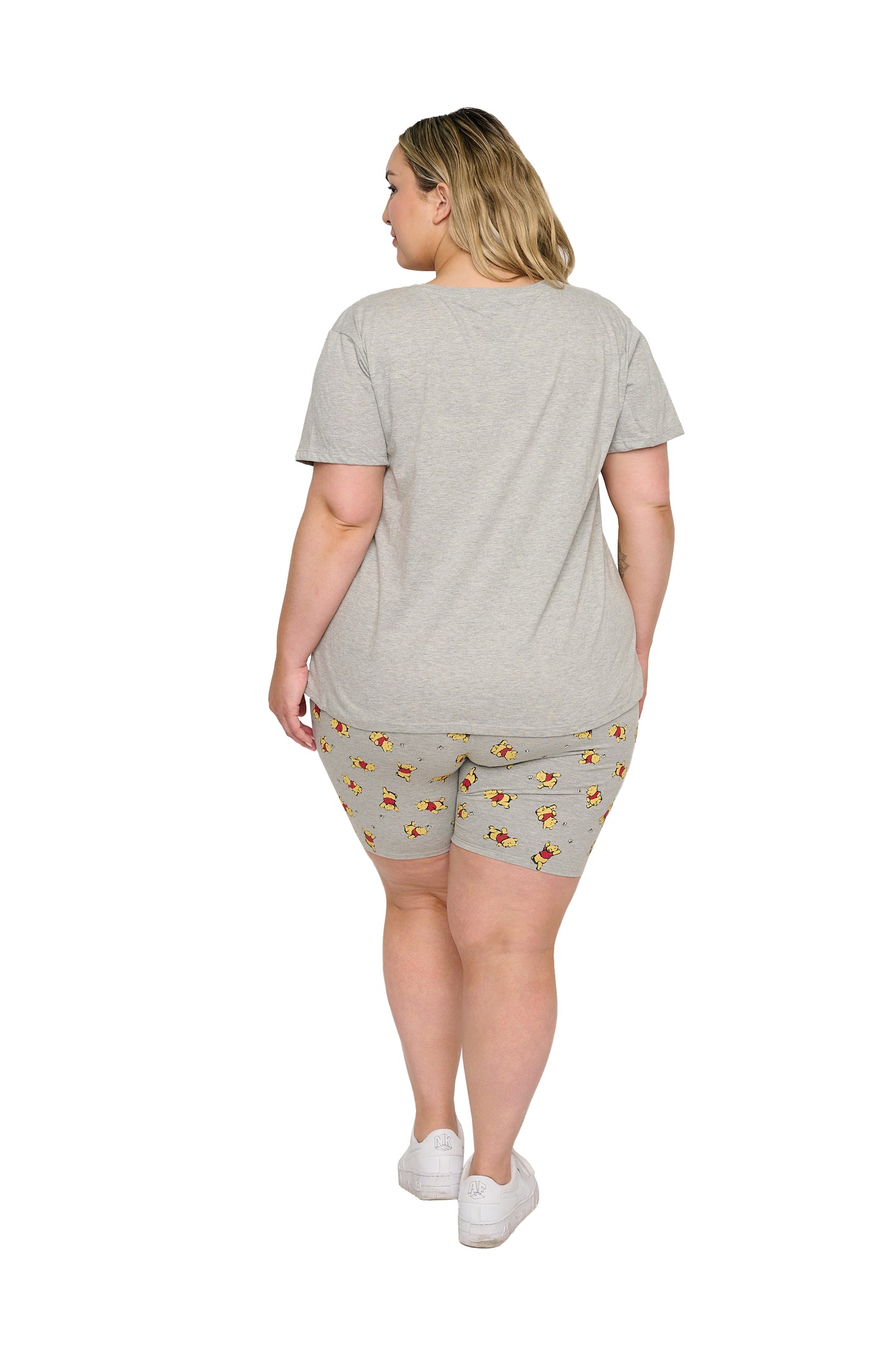 Womens Plus Size Disney Winnie The Pooh T-Shirt & Bike Shorts 2Pc Set (1X Only)
