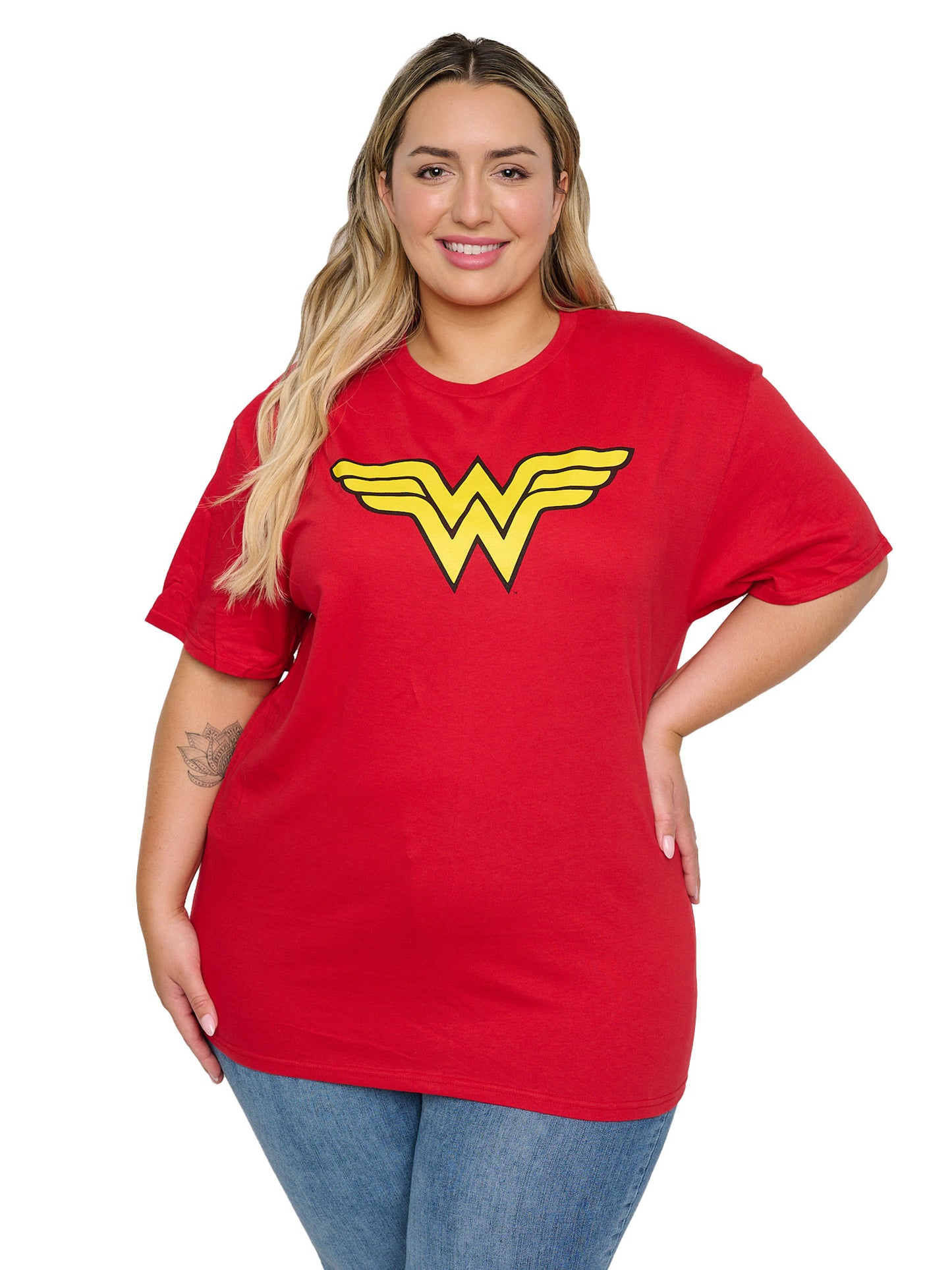 Women's Plus Wonder Woman T-Shirt Costume Tee Superhero Dress Up Red DC Comics