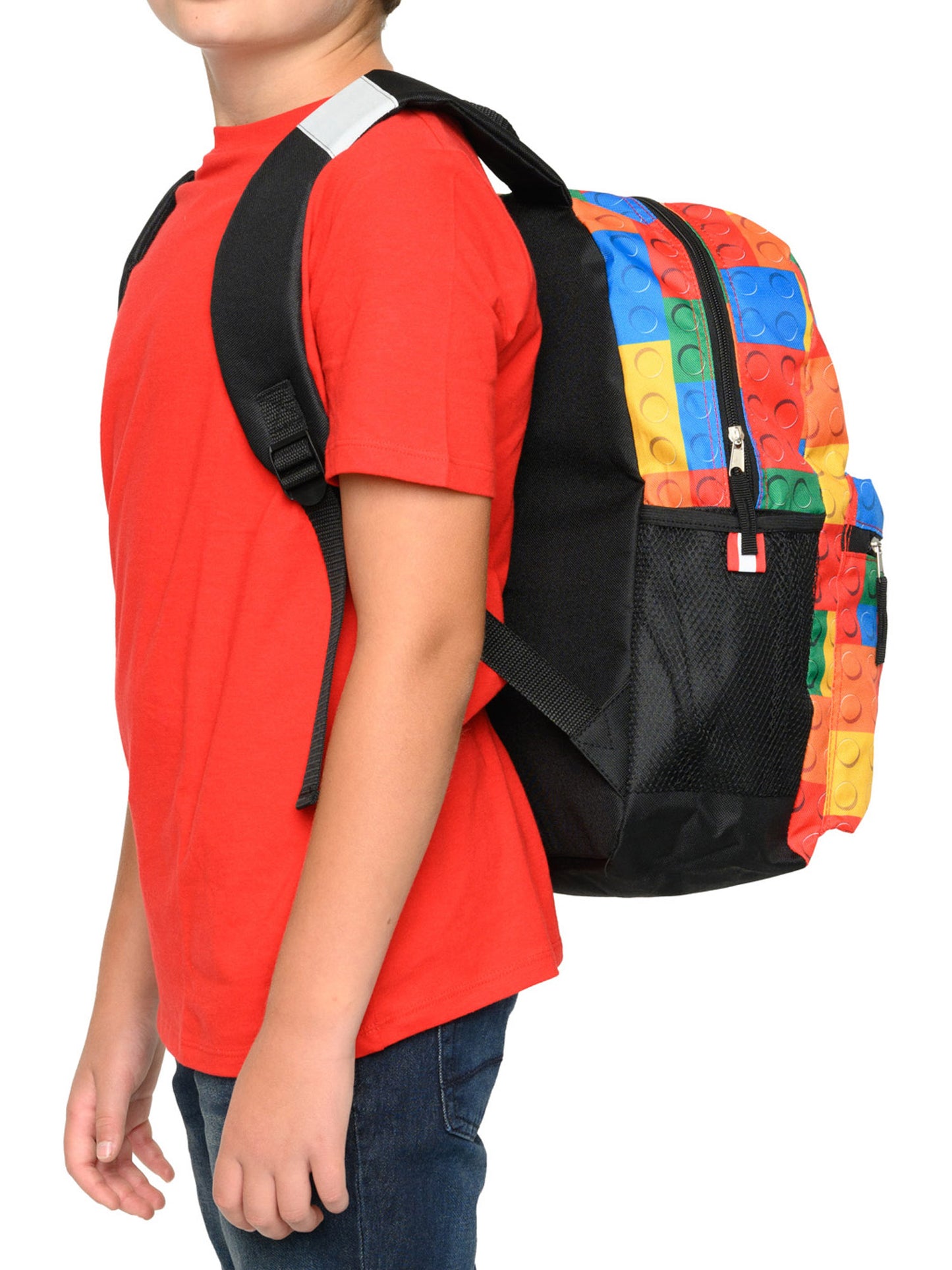 Lego Backpack 16" Multi-Color Bricks Bag Front & Side Hydration Pockets