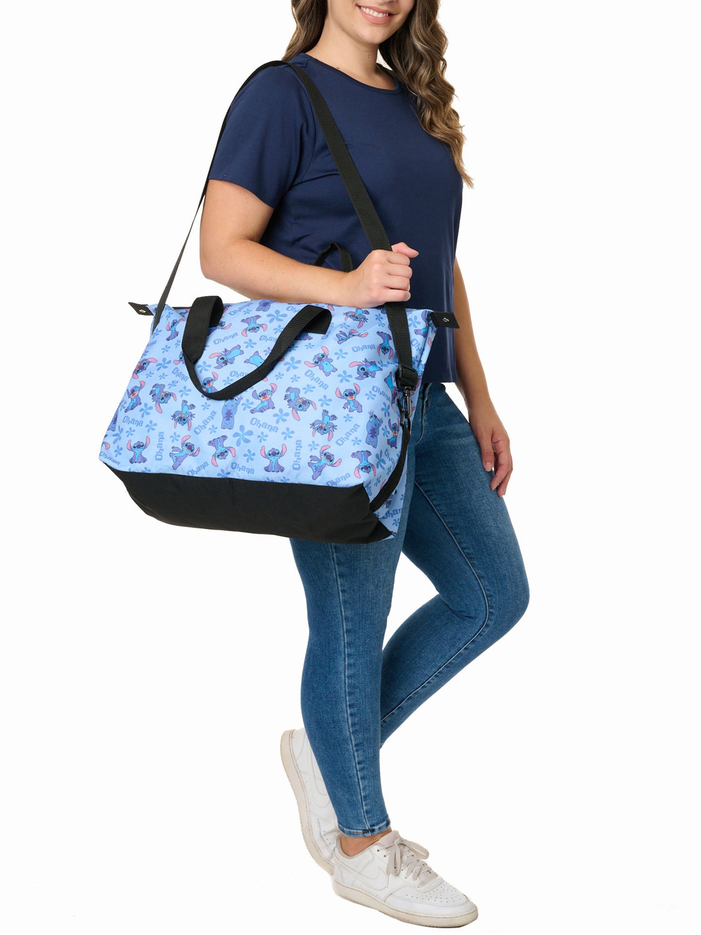 Stitch Weekender Duffel Travel Bag Disney Carry-On All-Over Print Ohana Blue