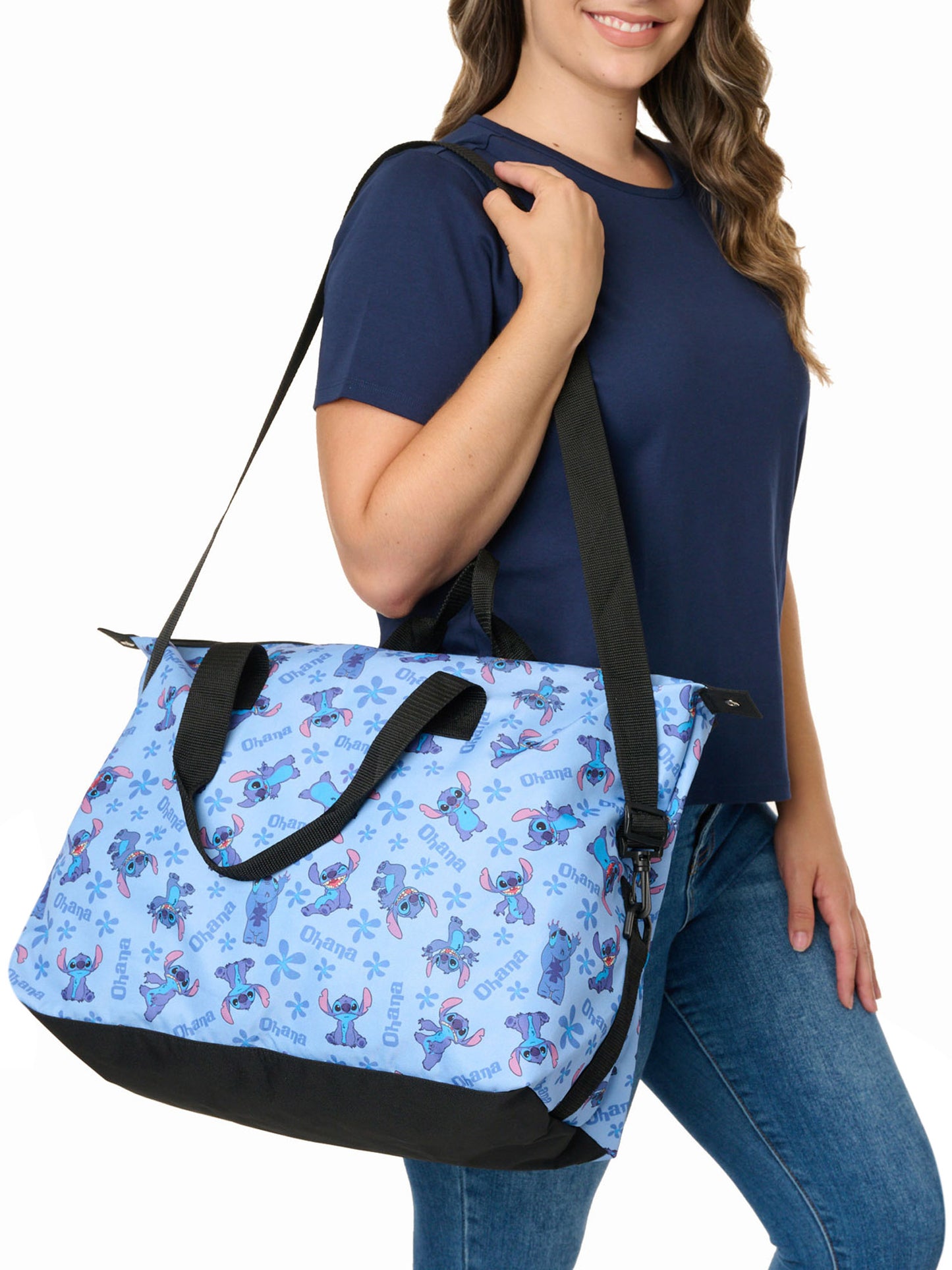 Stitch Weekender Duffel Travel Bag Disney Carry-On All-Over Print Ohana Blue